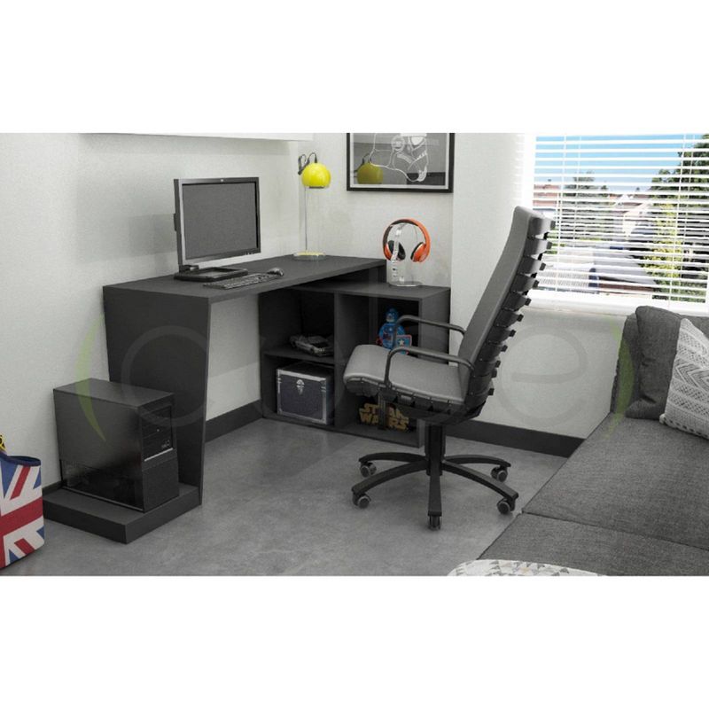 Randalls Gamer Desk 3.0 with 4 Shelves Black - Manhattan Comfort