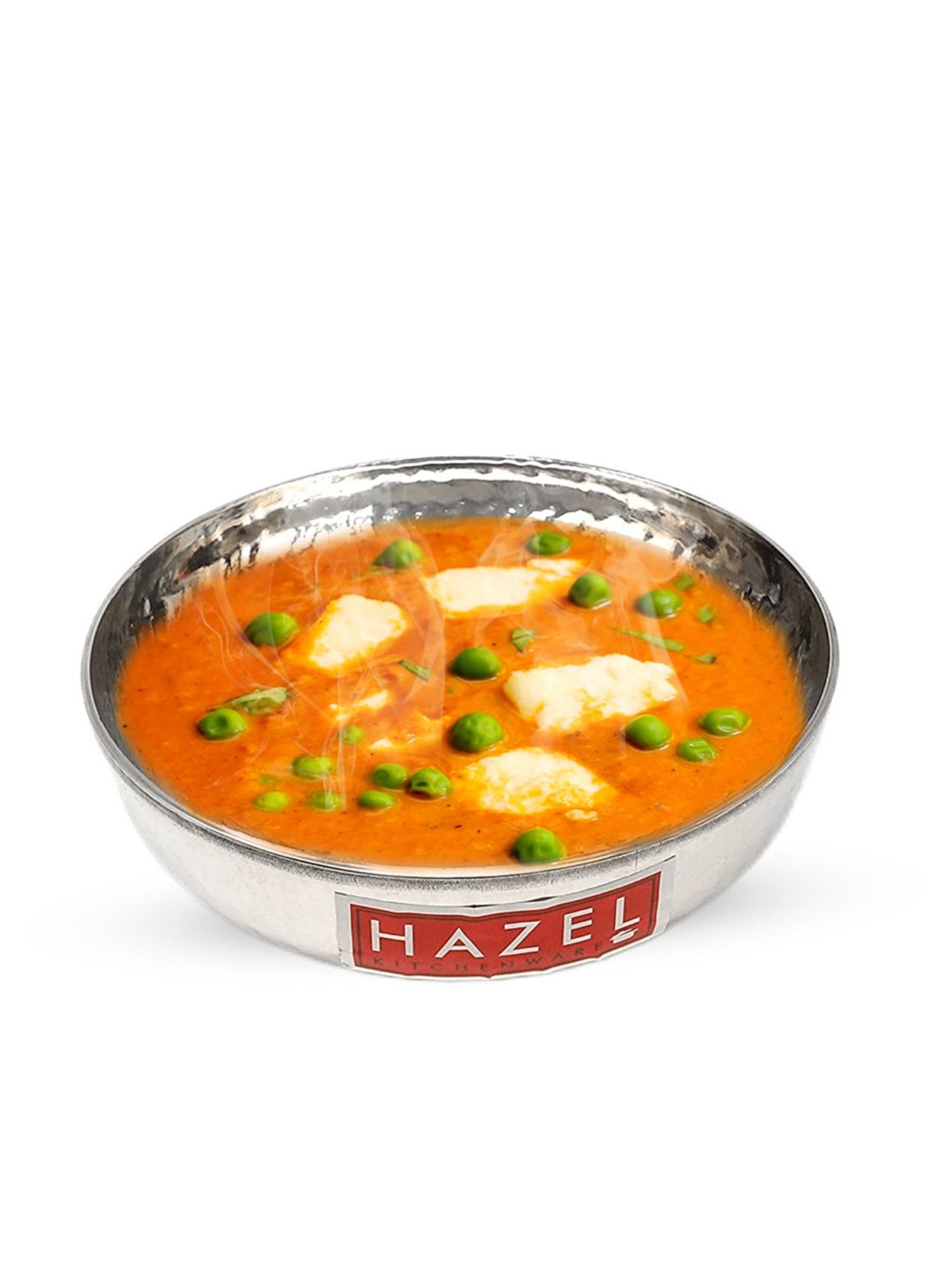 HAZEL Silver Hammered Tone Stainless Steel Kadai - Set of 1 (700 ML)
