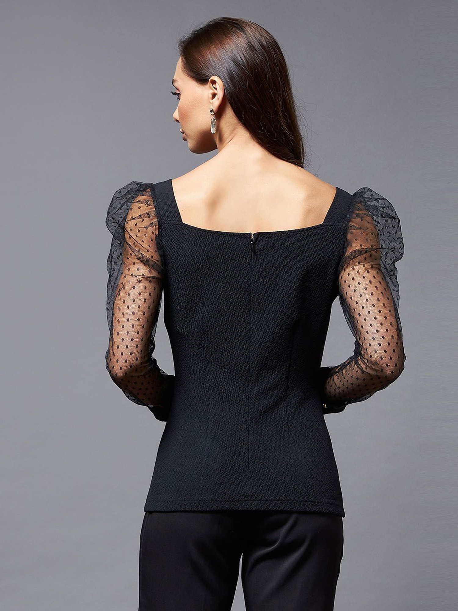 Miss Chase Black Relaxed Fit Top