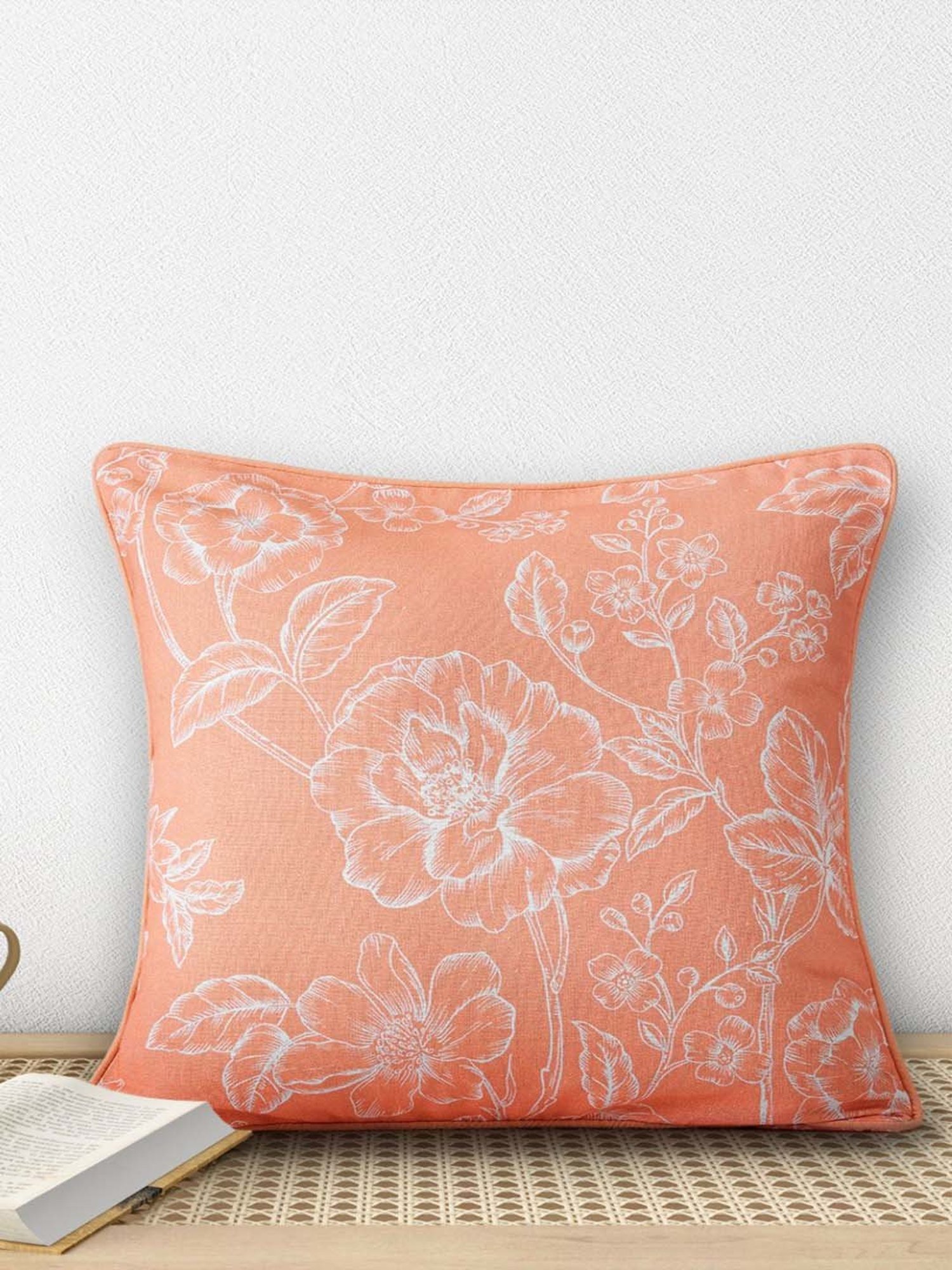 Living Scapes by Pantaloons Pink Cotton Cushion Cover