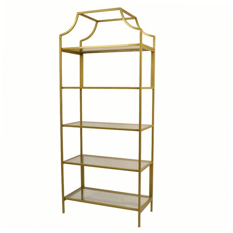 70.625" Palmer 5 Tier Glass Shelf Bookcase Gold - Carolina Chair & Table