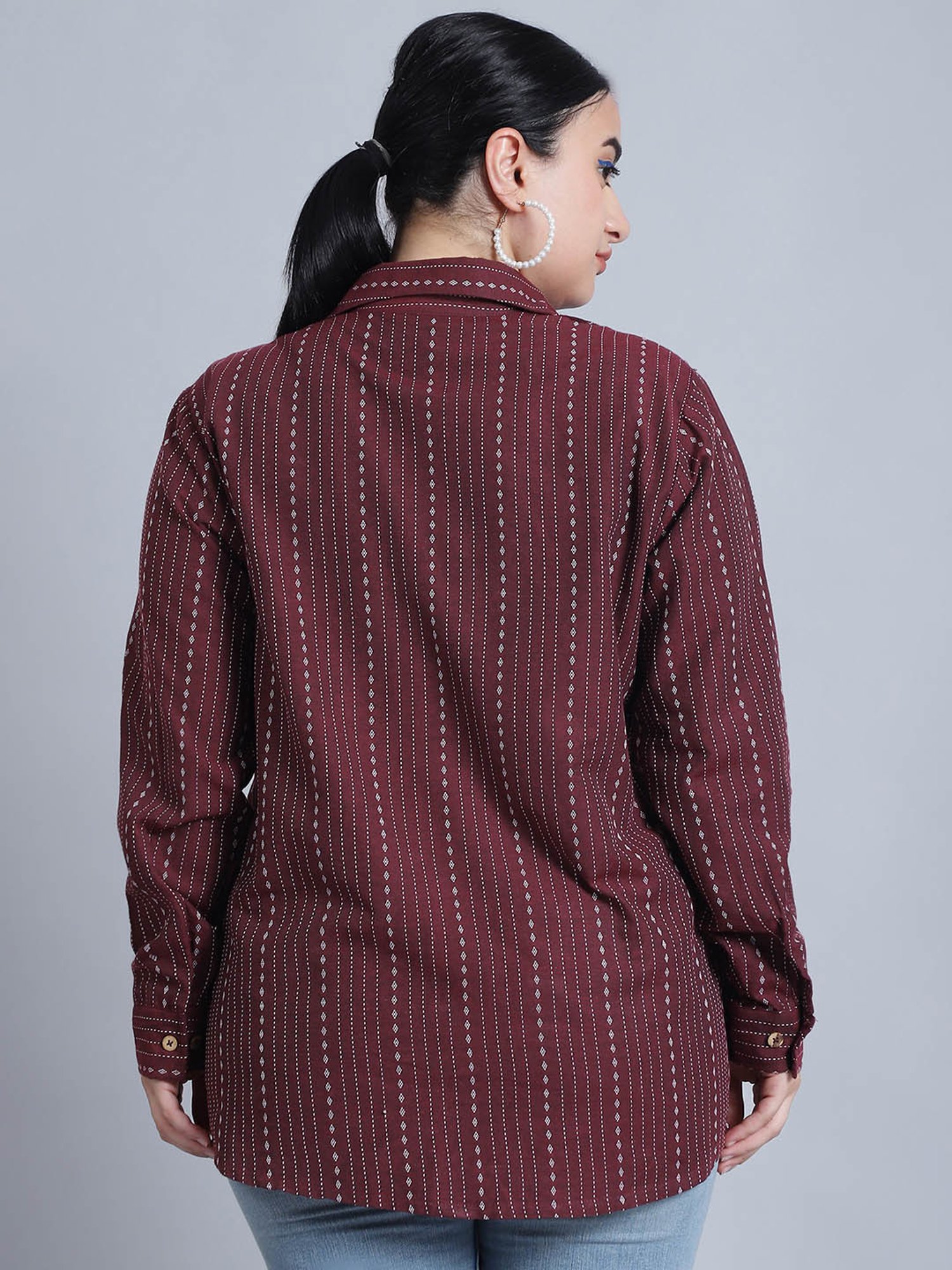 Moms Maternity Maroon Striped Plus Size Shirt