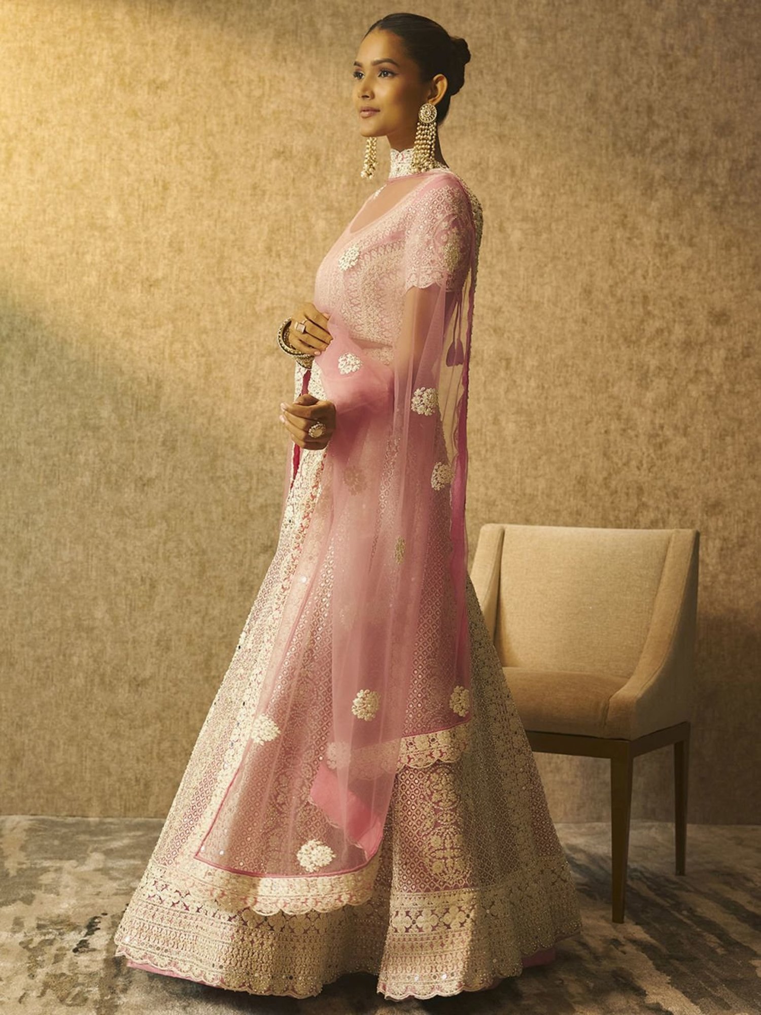 Soch Pink Embellished Unstitched Lehenga Choli Set With Dupatta