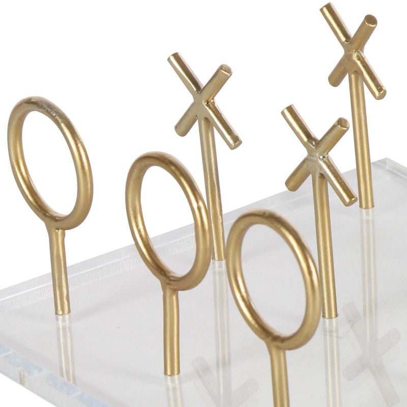 8" x 5" Glam Style Metallic Tic Tac Toe Game Set on Clear Acrylic Board Gold - CosmoLiving by Cosmopolitan
