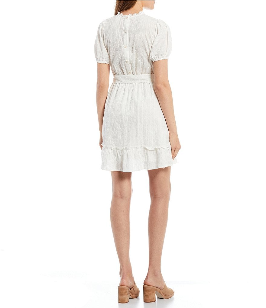 Love & Piece Short-Sleeve Chambray Babydoll Dress