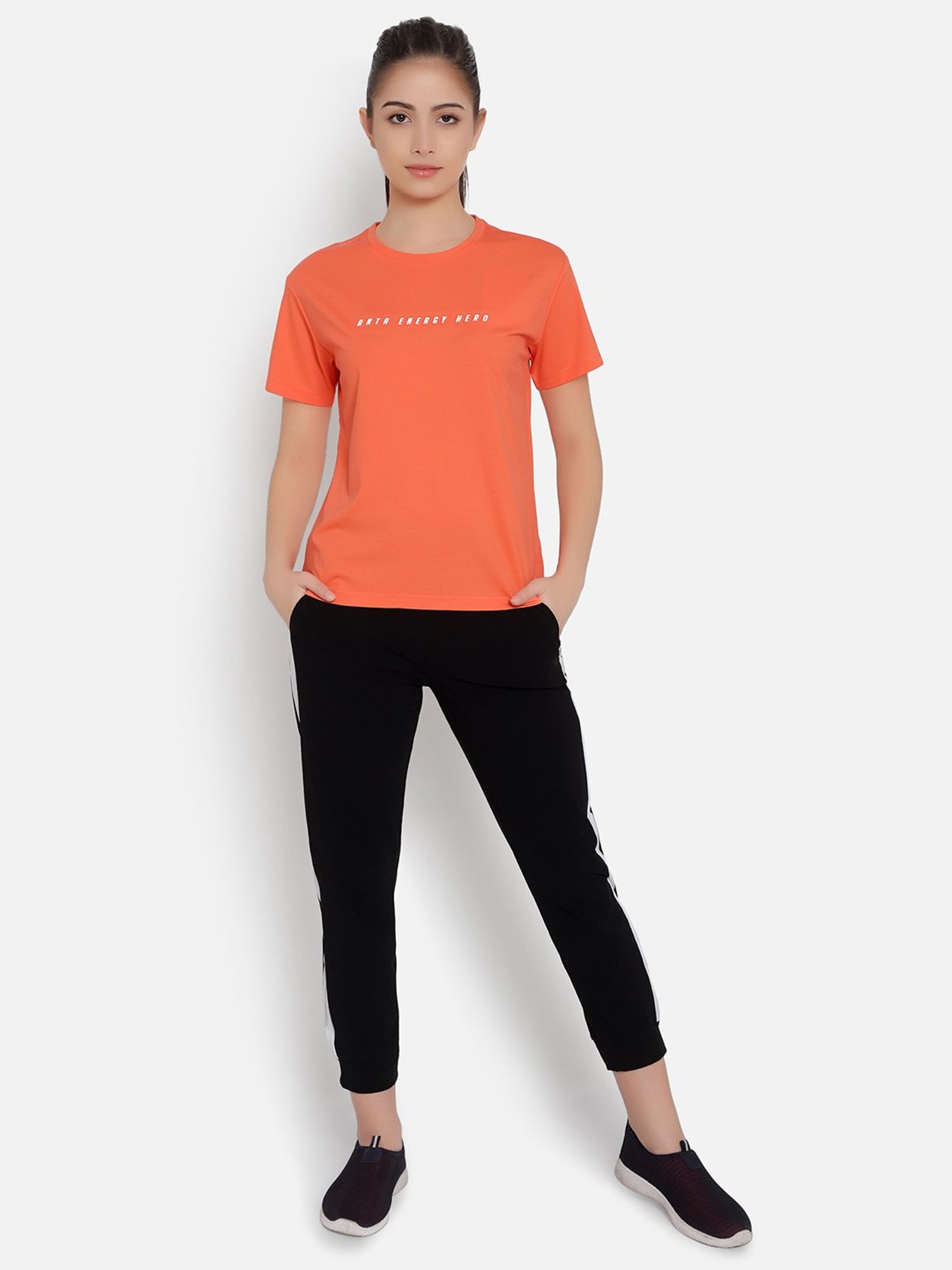 Anta Orange Printed Sports T-Shirt