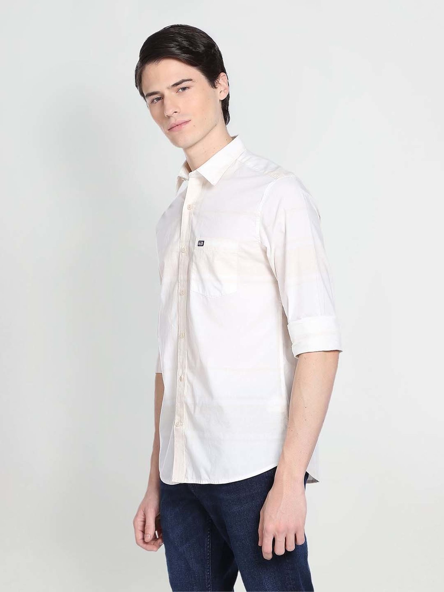 Arrow Light Beige Slim Fit Check Shirt