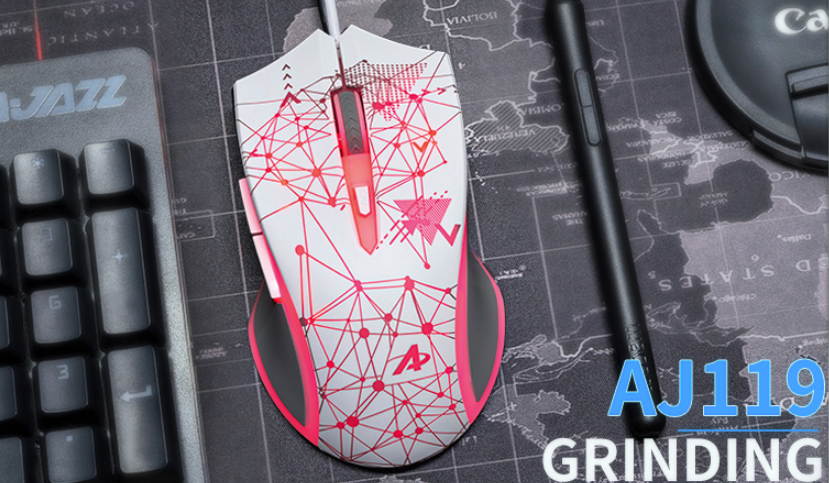 Ajazz AJ119  26 Anti-ghosting Keys, Ergonomic Design, Cool Exterior USB Wired Black Mechanical Green Color Backlit LED Keyboard And 2400DPI  Mouse Combo For Office And Game-Black