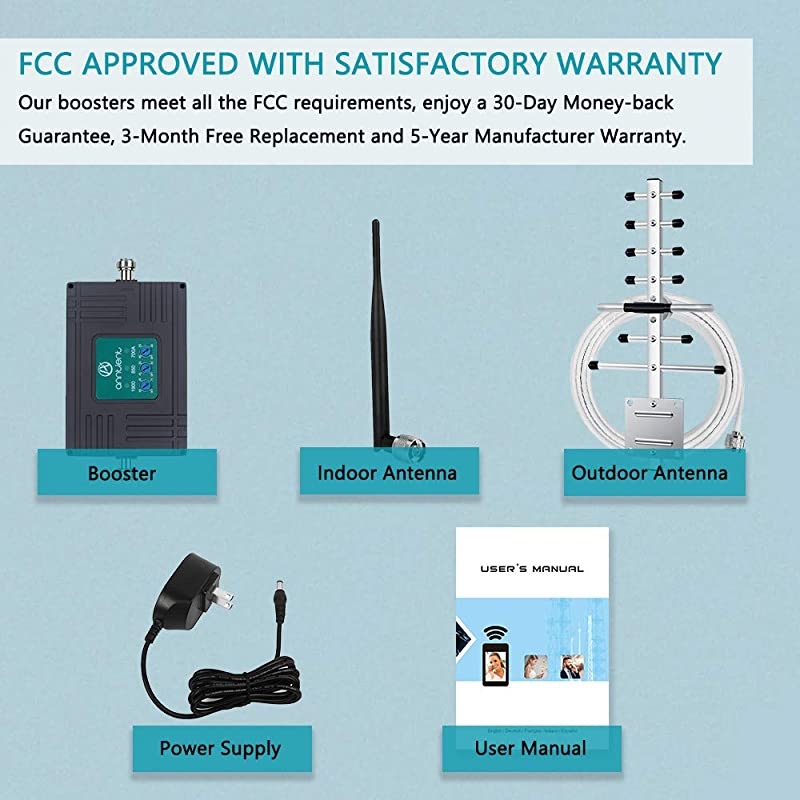 4G Cell Phone Signal Booster for Home and Office - Enhance Your Data and Voice Over LTE 700MHz Band 13 Signal Repeater and Panel/Yagi Antennas - FCC Approved