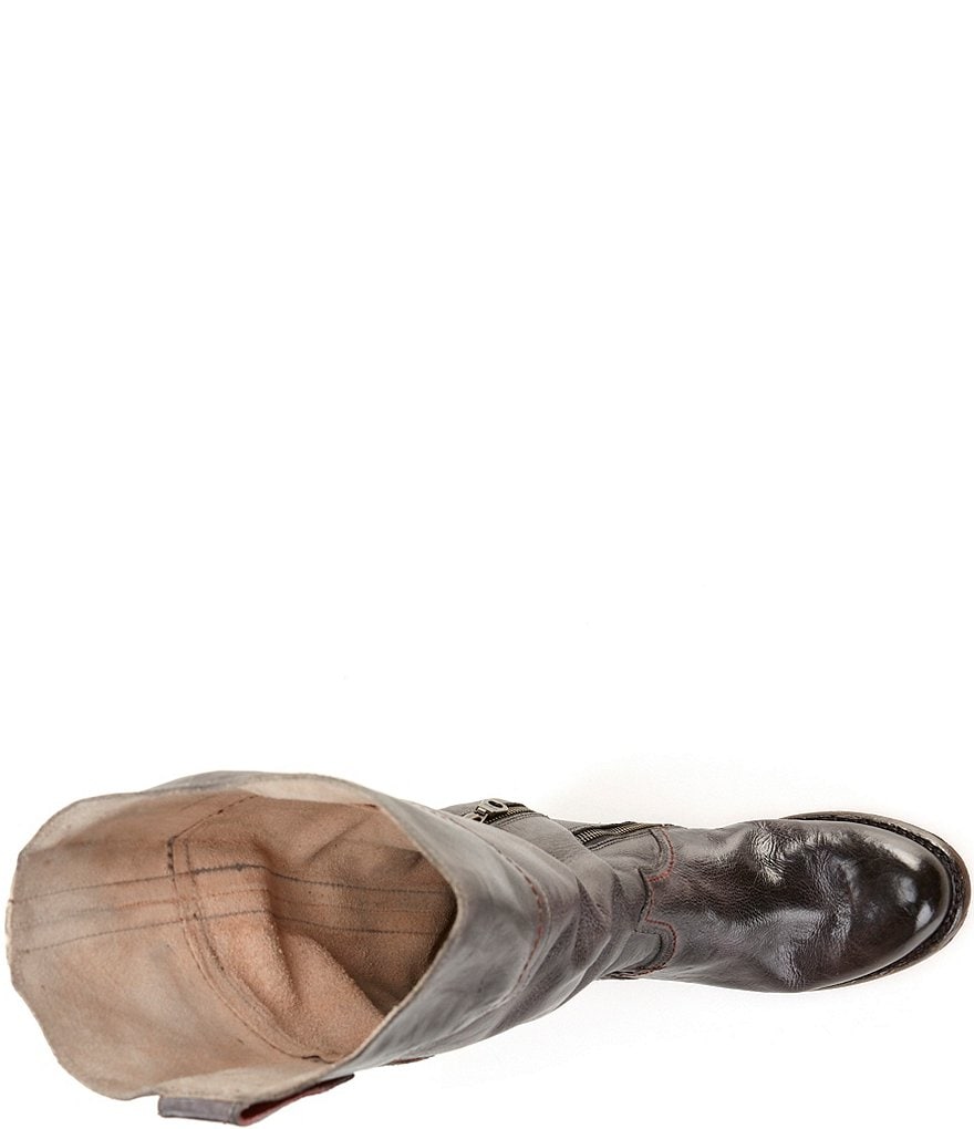 Bed Stu Jacqueline Wide Calf Tall Leather Block Heel Boots