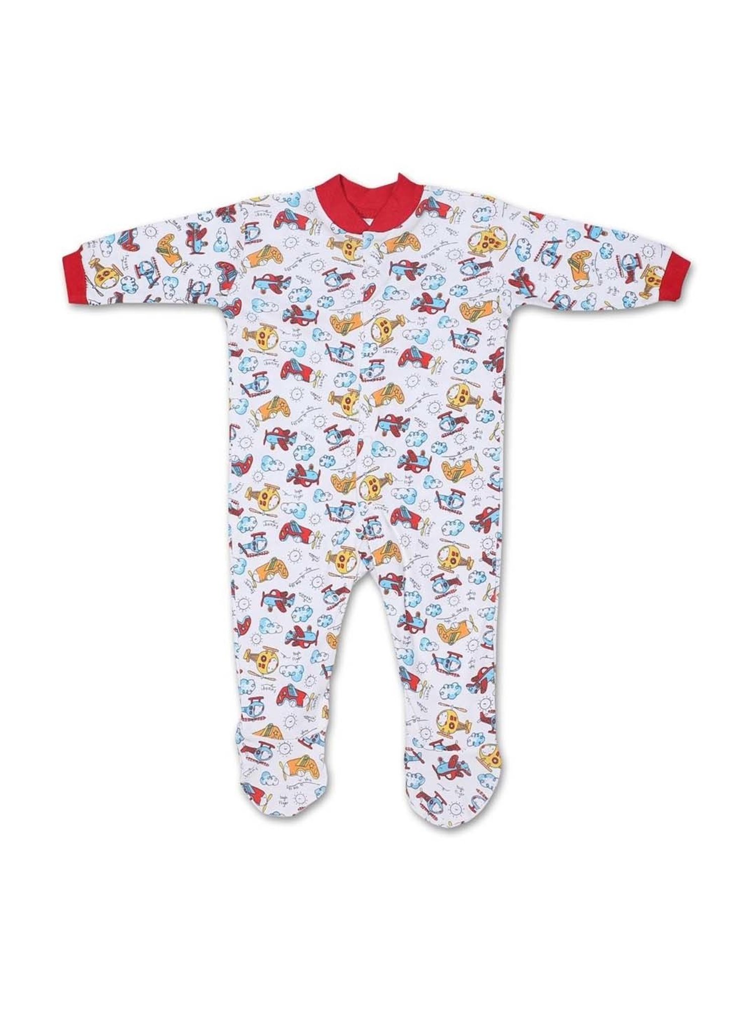 poplins Kids Multicolor Cotton Printed Full Sleeves Rompers (Pack of 3)