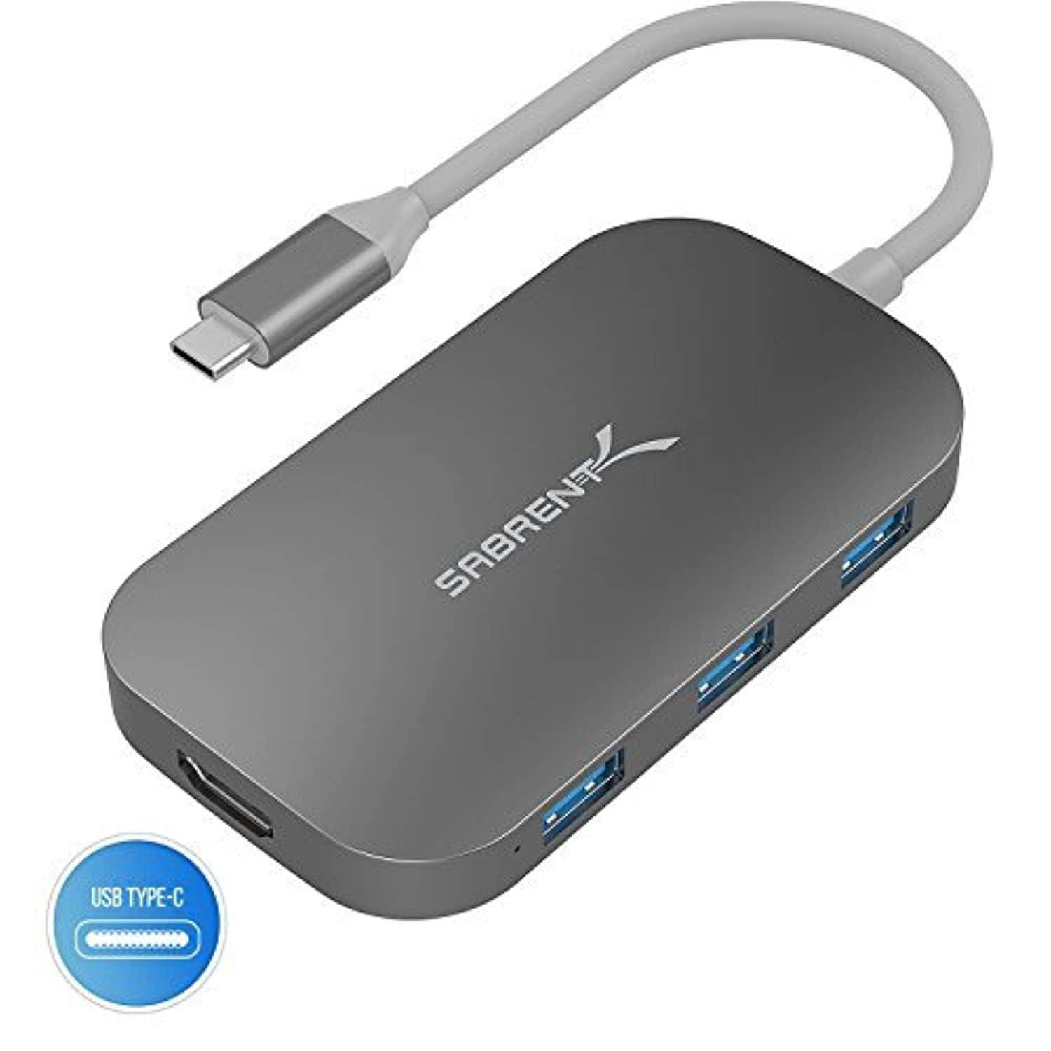 sabrent 8-in-1 usb type-c hub with hdmi(4k) output, 3 usb 3.0 ports, 1 usb 2.0 port, sd/microsd multi-card reader [4k and power