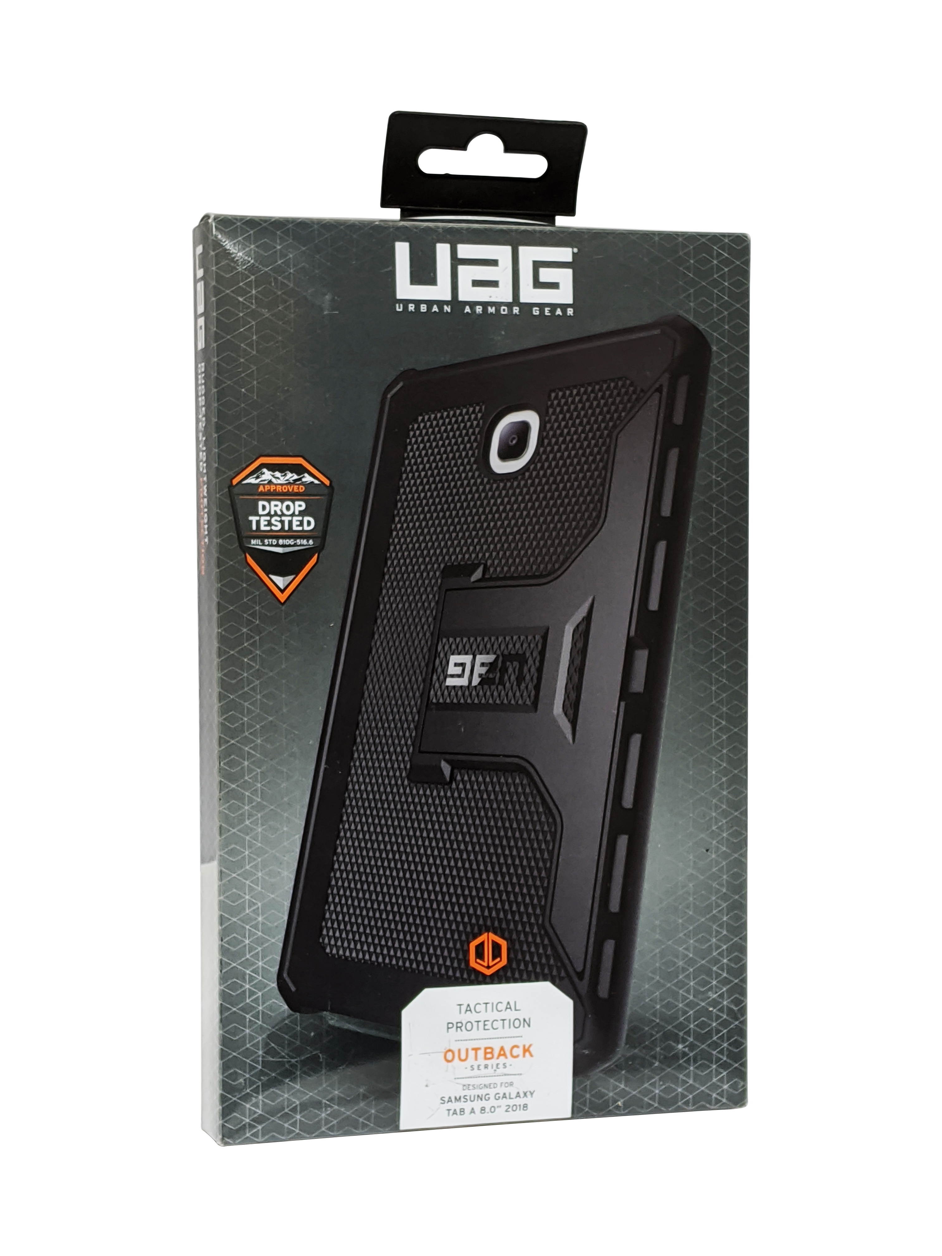 UAG Samsung Galaxy Tab A 8.0 2018 (SM-T387) with Kickstand Outback Feather-Light Rugged [Black] Military Drop Tested Case