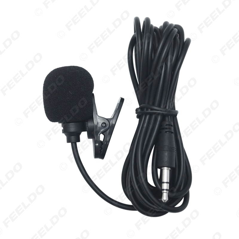 FEELDO 1PC 3.5mm TRS Microphone Kit Clip On For Car GPS Interior Handsfree Calls With Jack and 3M Cable (1pcs)