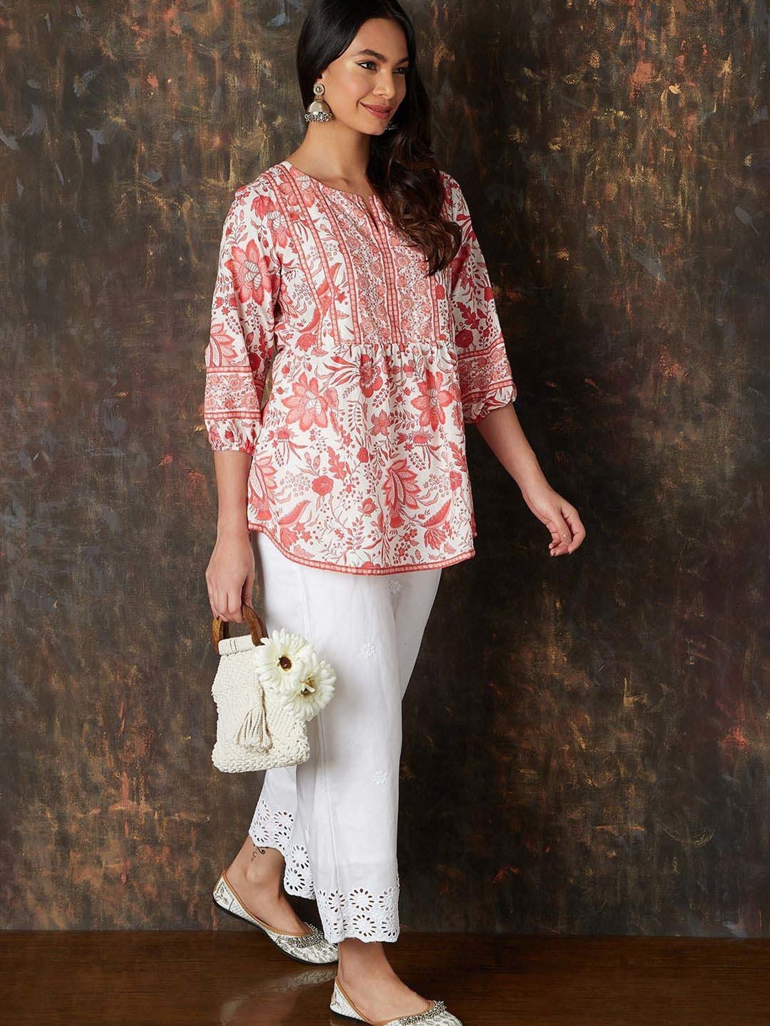 Melange by Lifestyle Pink Cotton Printed Tunic