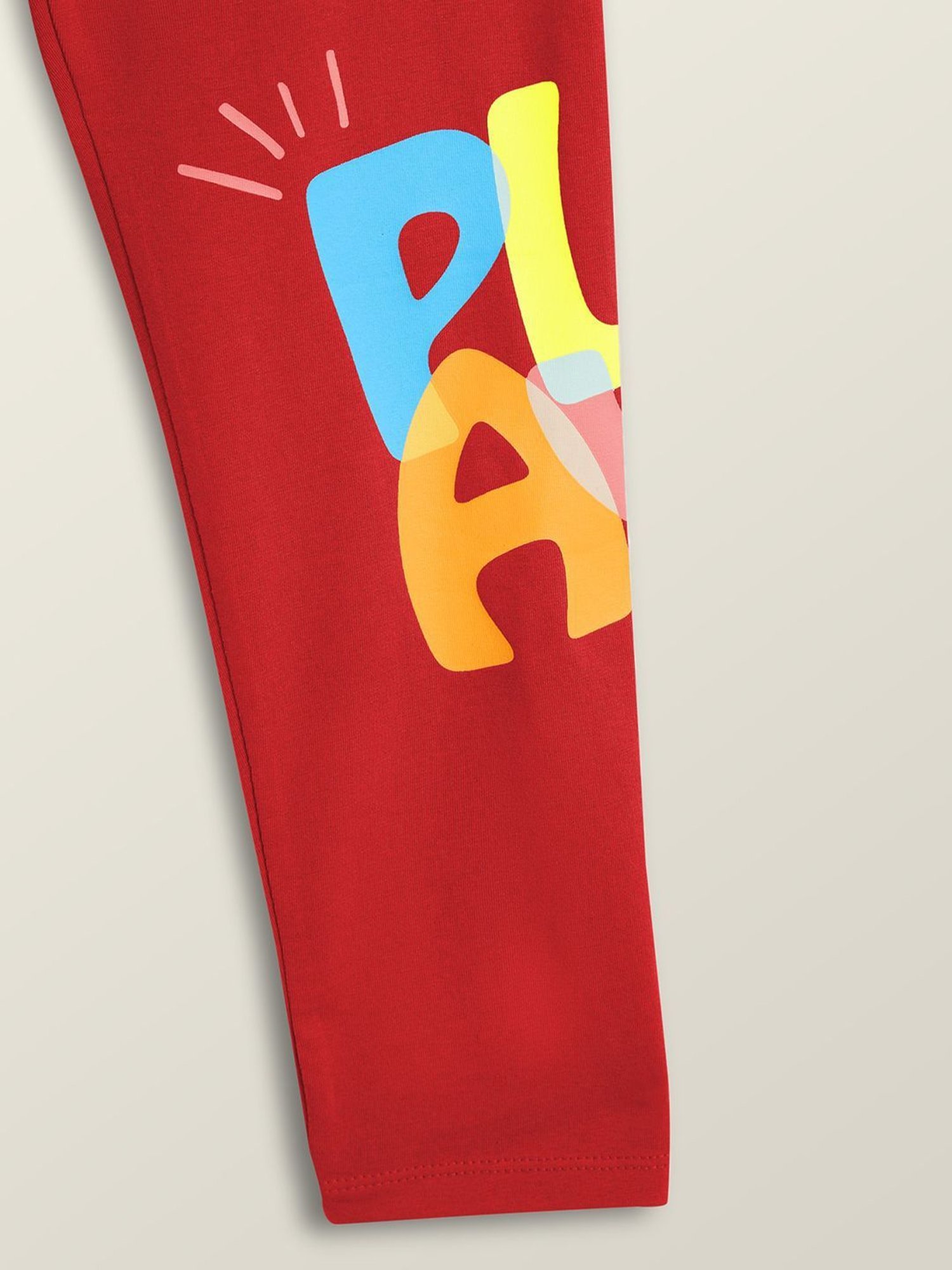 XY Life Kids Red & Purple Cotton Relaxed Fit Leggings (Pack of 2)