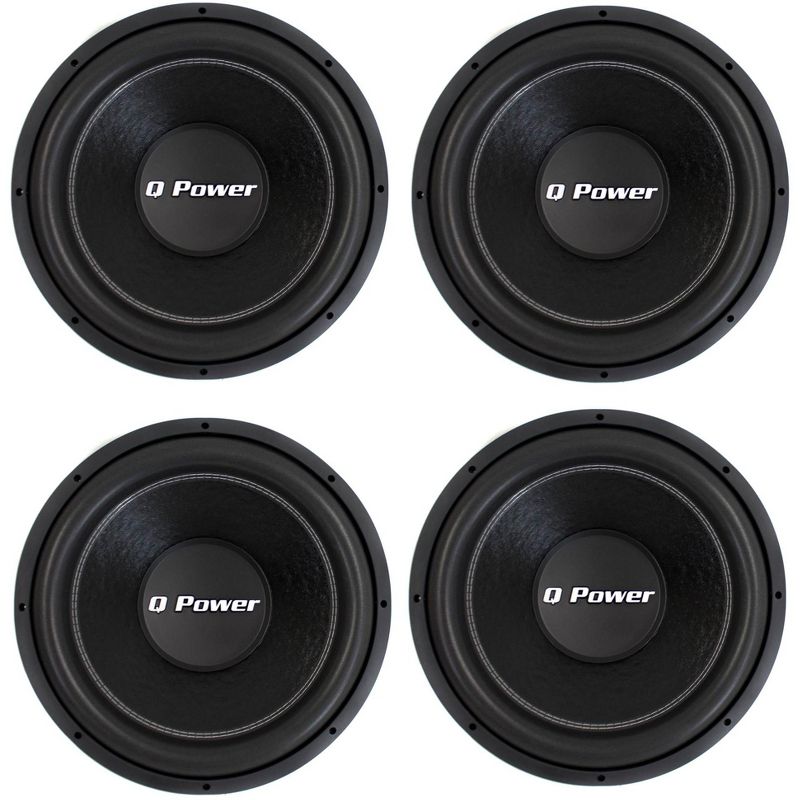 QPower QPF15 15" 2200W Deluxe Series DVC Car Audio Power Subwoofer Set, 4pk