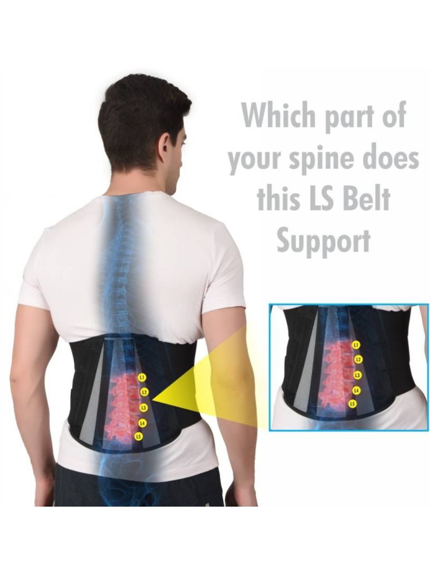 Accusure Lumbo Sacral Support Lower Back Brace Breathable Support Belt - Size XXXL (Black)