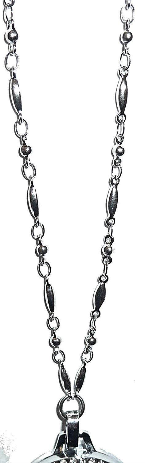 Owl Lanyard and Necklace 34" long, Women's Fashion Chain Lanyard, For Keys, Badge holder. (Silver - Magnetic Breakaway Clasp)