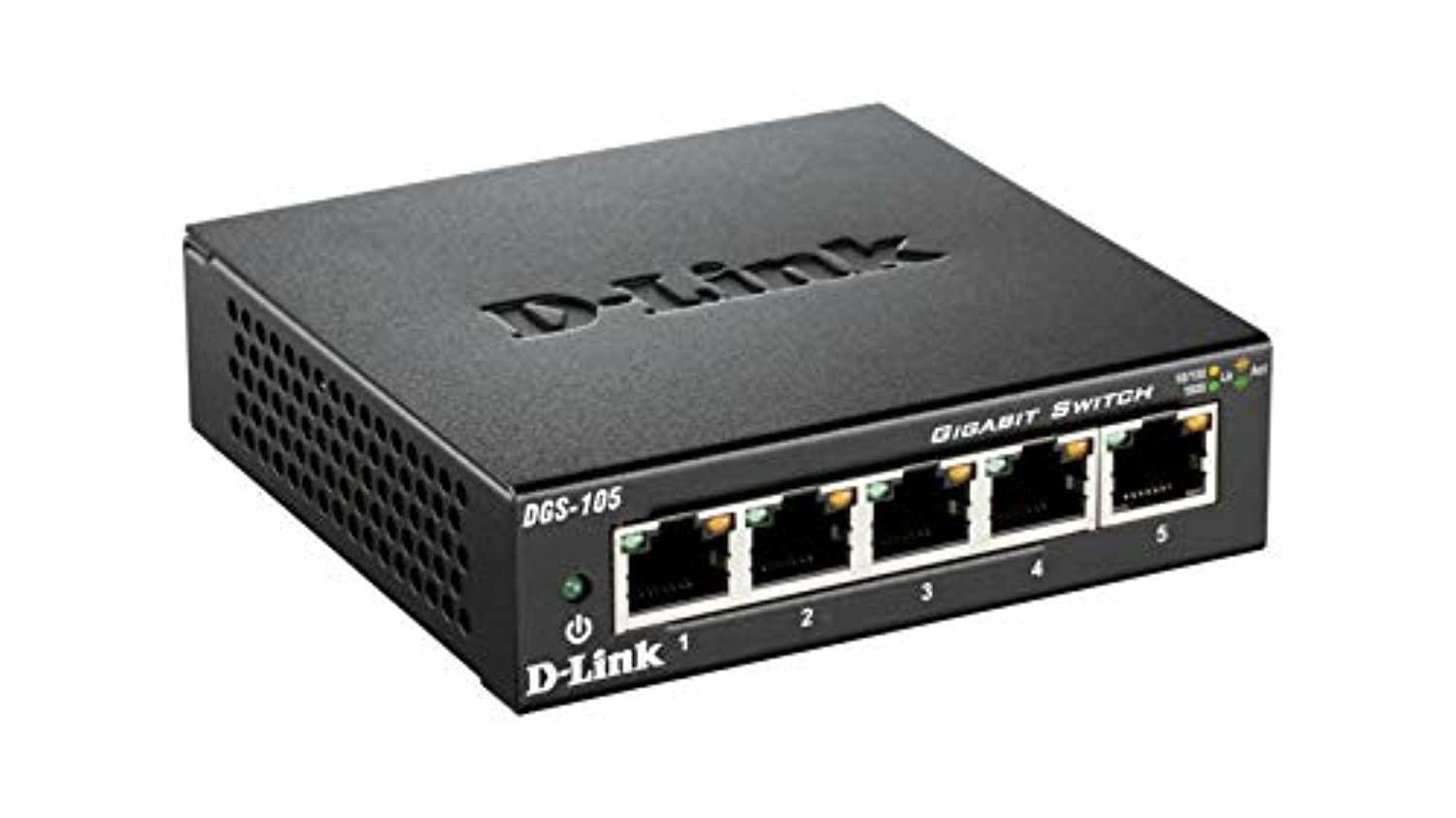 dlink 5 port gigabit unmanaged metal desktop switch, plug and play dgs105
