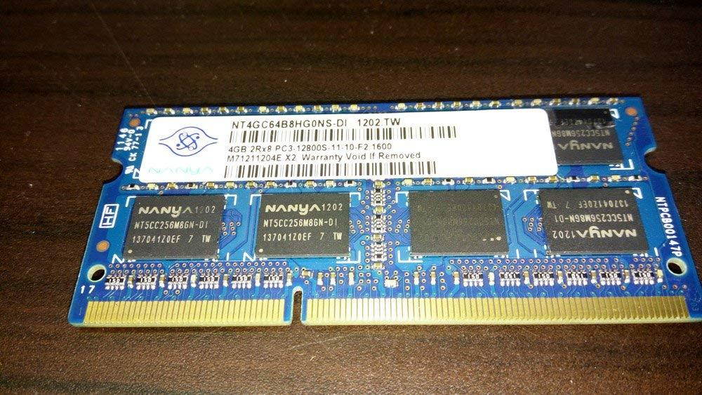 NANYA NT4GC64B8HG0NS-DI 4GB NOTEBOOK SODIMM DDR3 PC12800(1600) UNBUF 1.5v 2RX8 204P 512MX64 256mX8 C
