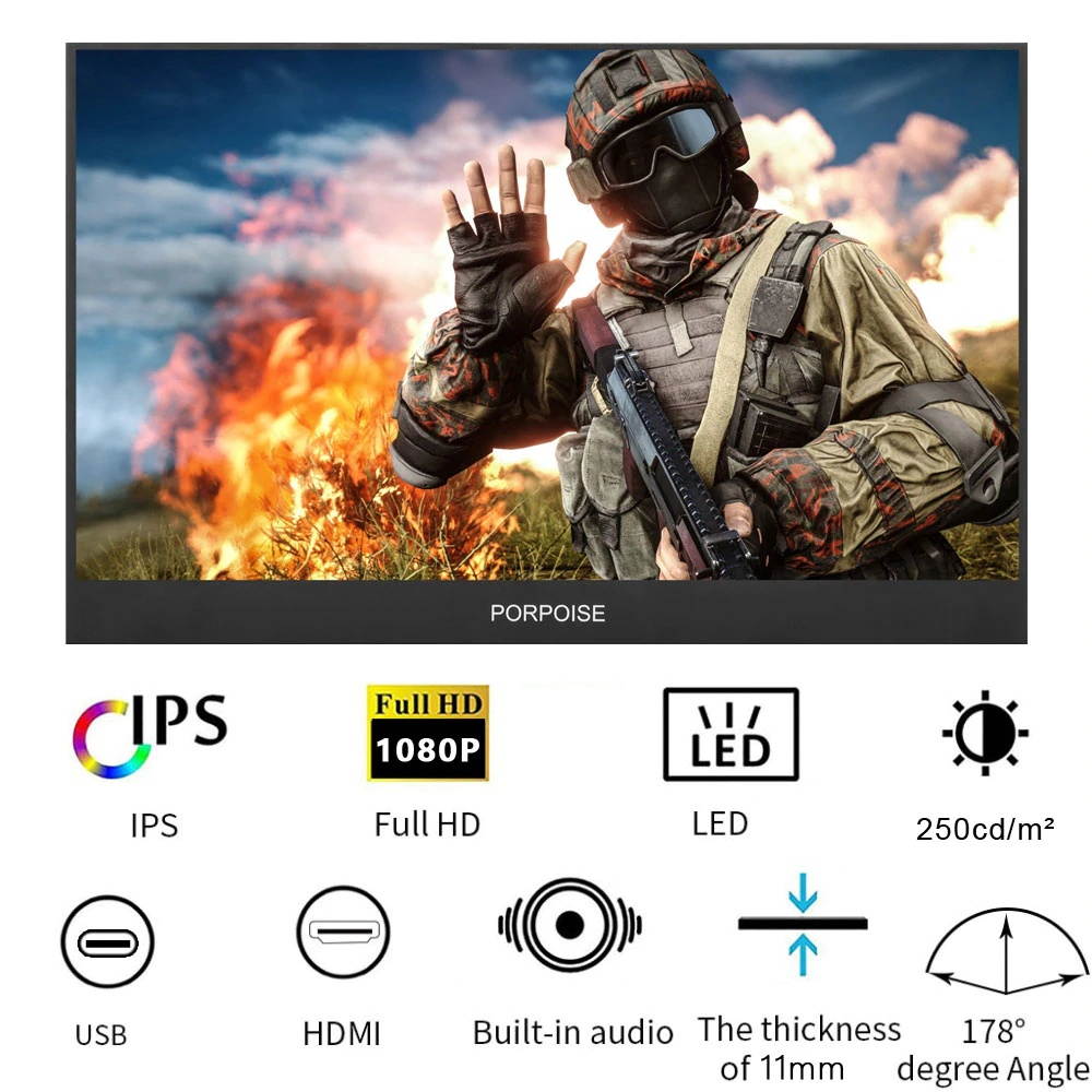 17.3 inch 144Hz portable computer monitor PC 1920x1080 HDMI 1080P IPS WLED computer gaming display high hertz 120Hz