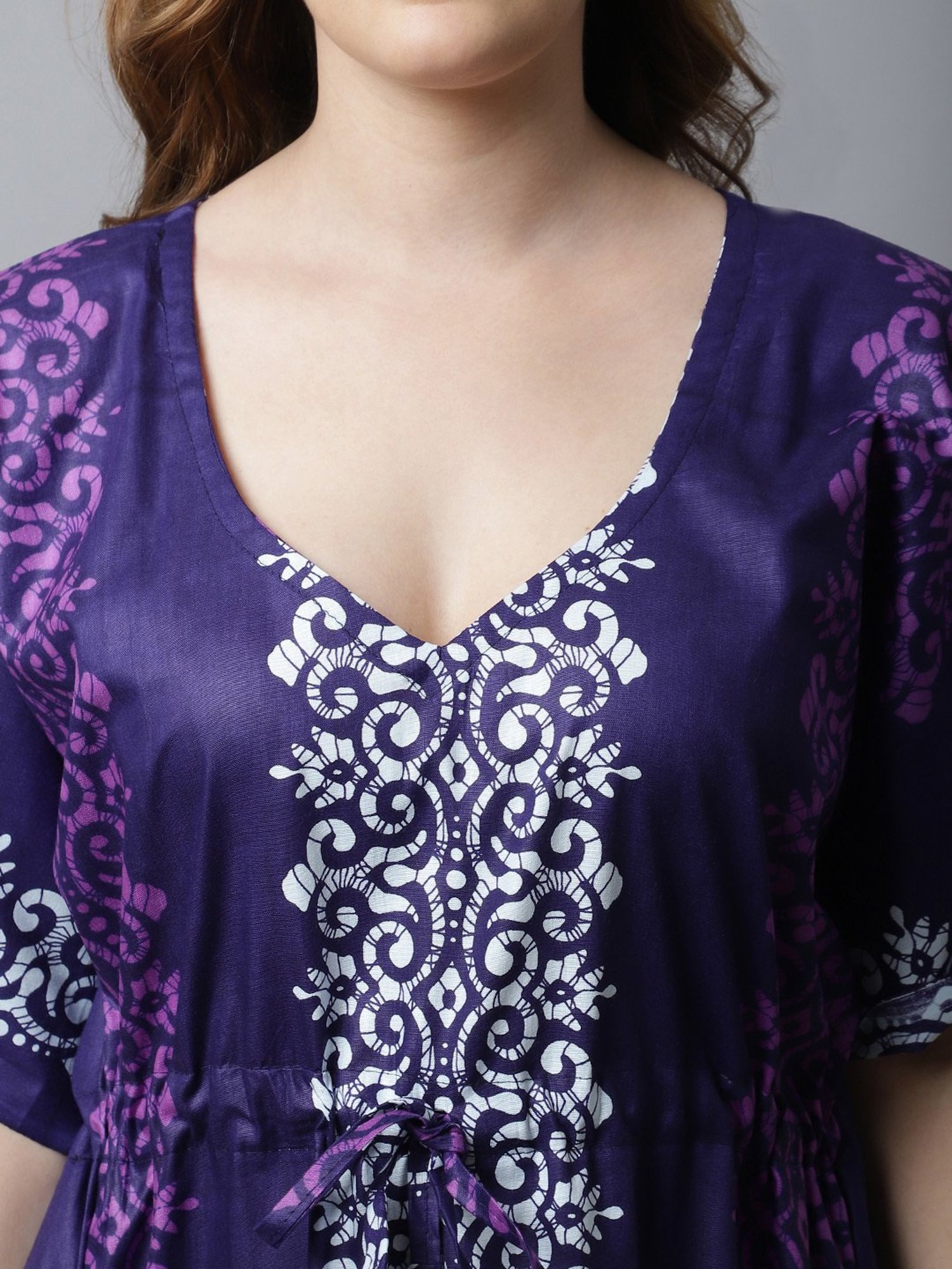 Secret Wish Purple Printed Kaftan Nighty