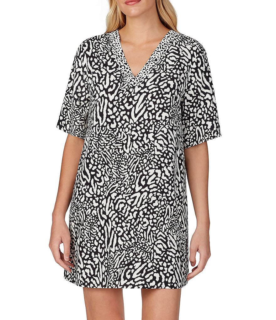 Sleep Sense Wallpaper Printed Short Sleeve Jersey Knit Sleepshirt