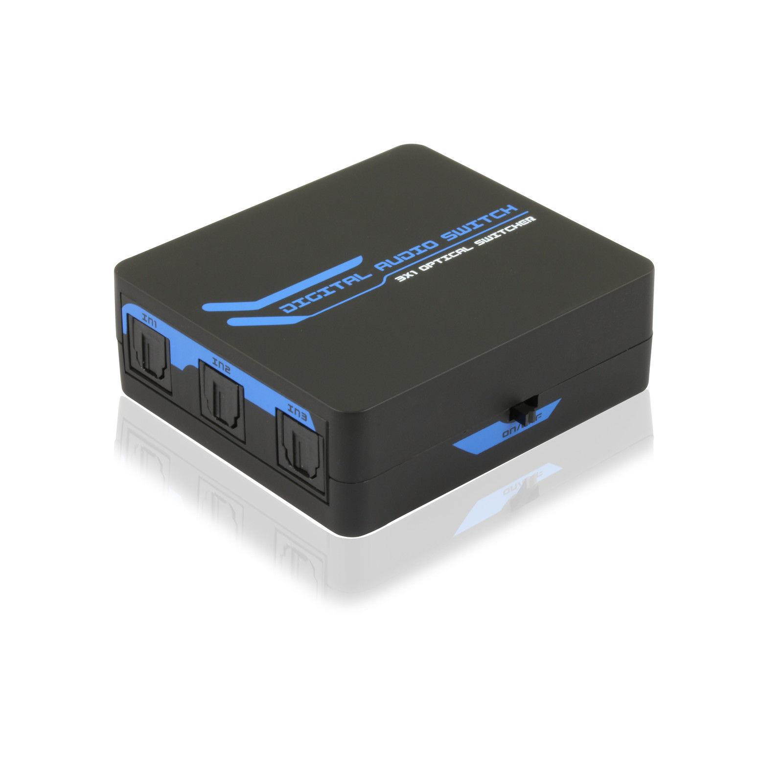 Toslink SPDIF Digital Optical Audio Switch with Remote Control Switcher Box Hub