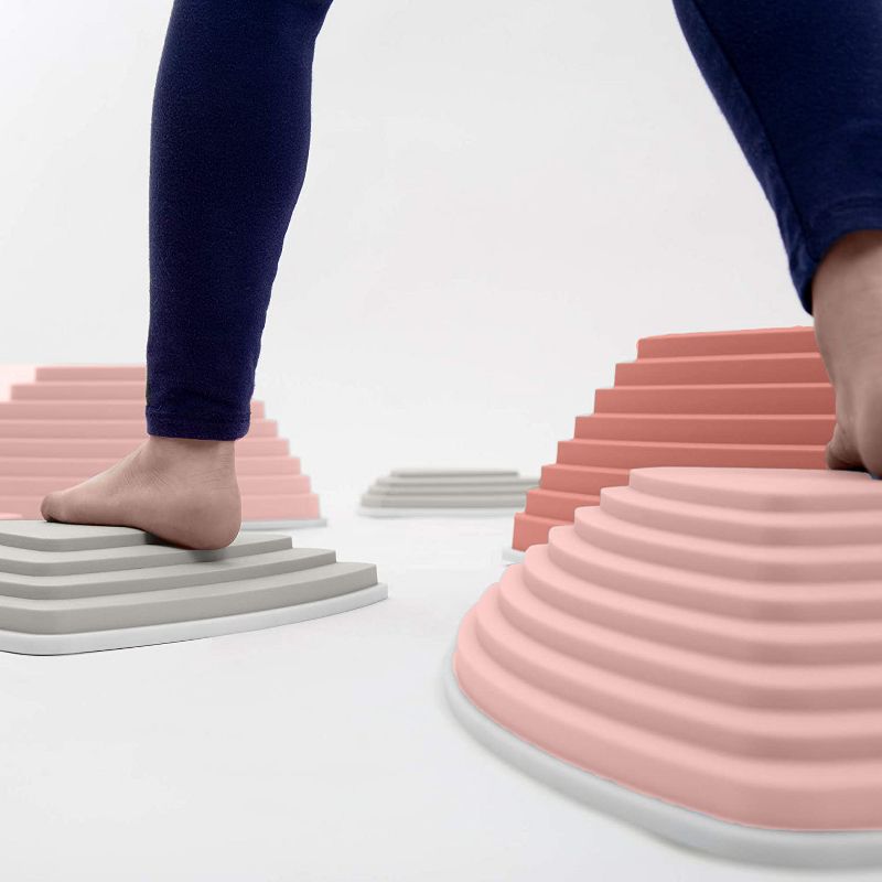 JumpOff Jo Rocksteady Balance Stepping Stones for Kids, Promotes Balance & Coordination, Set of 6 Balance Blocks, Tall Set, Desert Rose