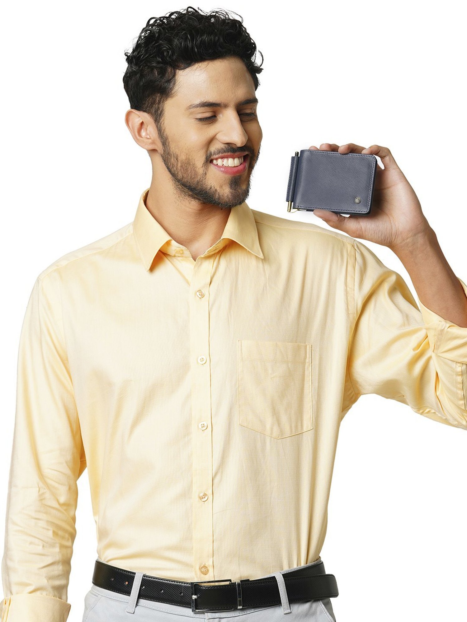 PERQUISITE Navy Casual Leather Bi-Fold Wallet for men