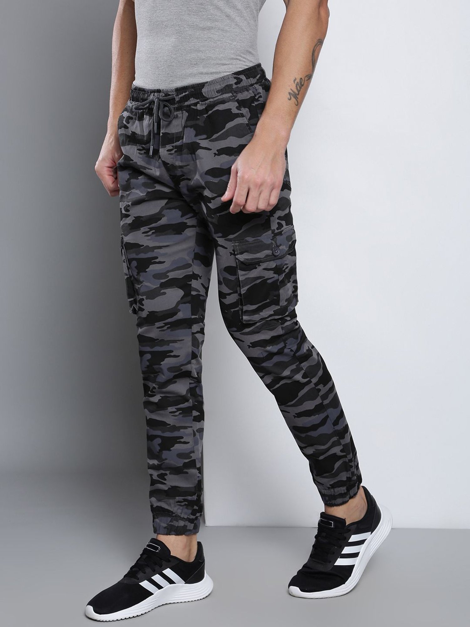 Dennis Lingo Natural Grey  Slim Fit Camouflage Joggers