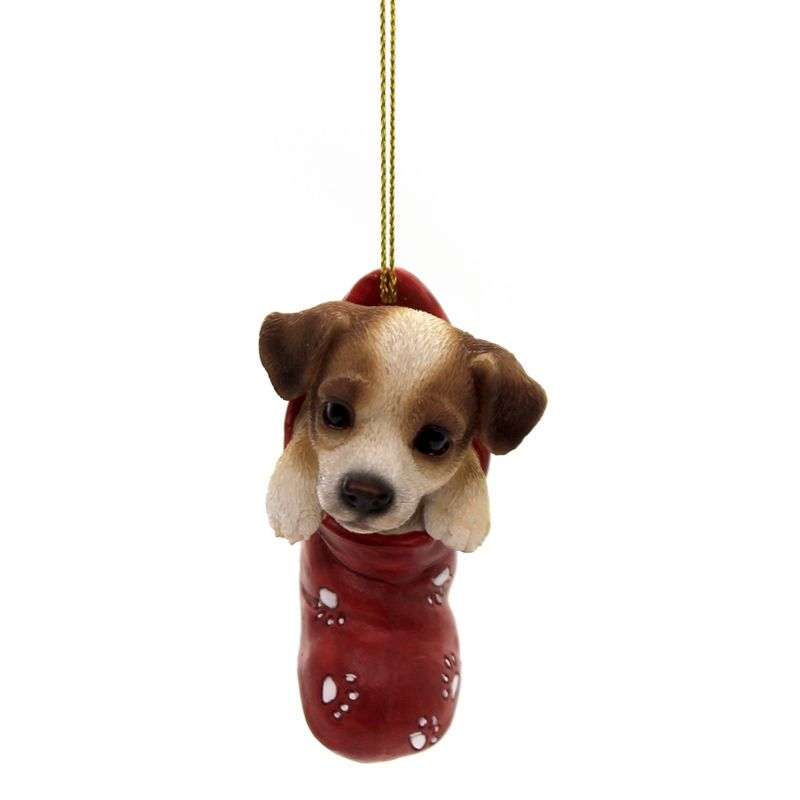 Holiday Ornaments 2.5" Jack Russell Stocking Dog Puppy Christmas  -  Tree Ornaments