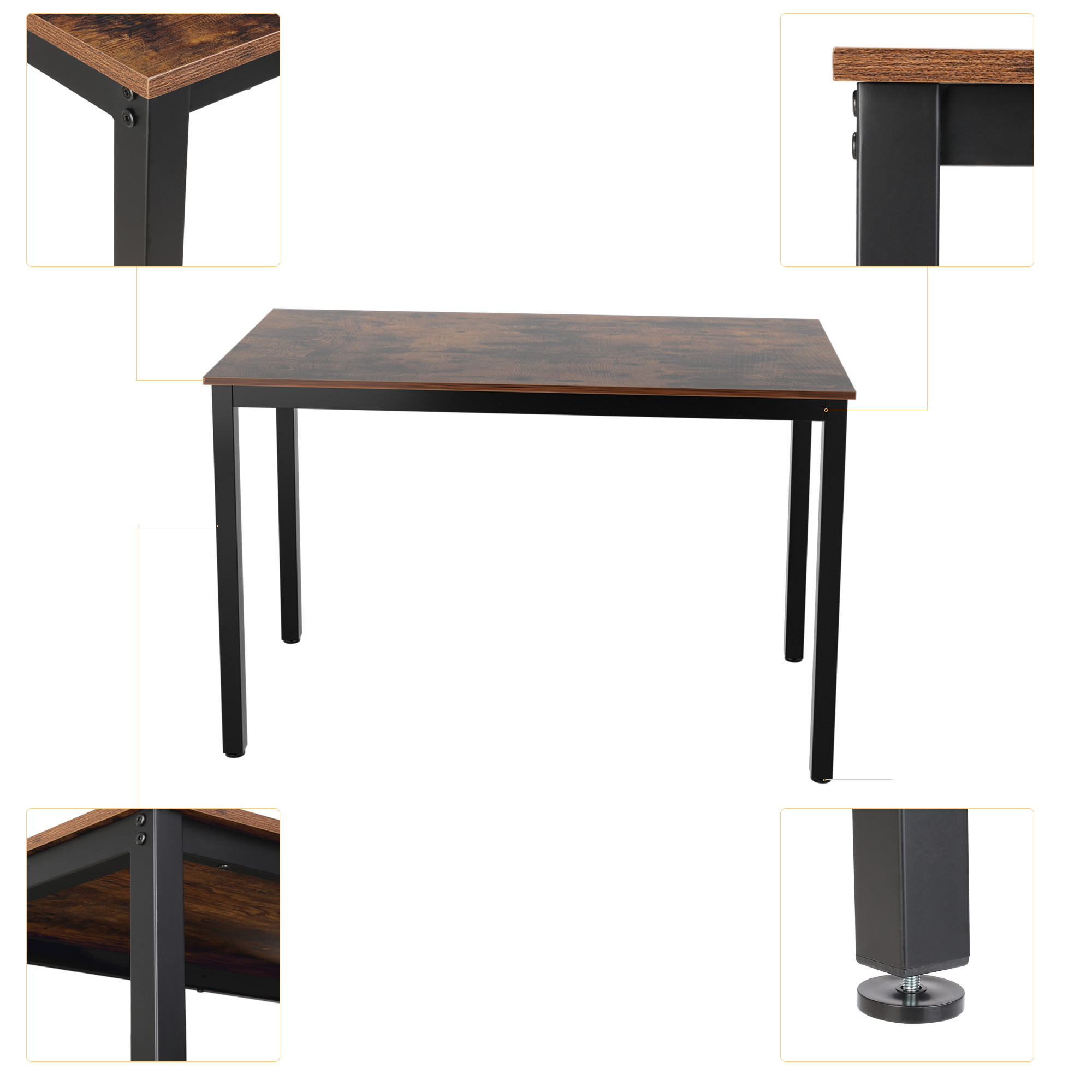 Computer Desk Home Office Desk Gaming Desk Large Corner Writing Black Student Art Modren Sturdy Simple Style PC Wood and Metal Desk Workstation for Small Space,Vintage