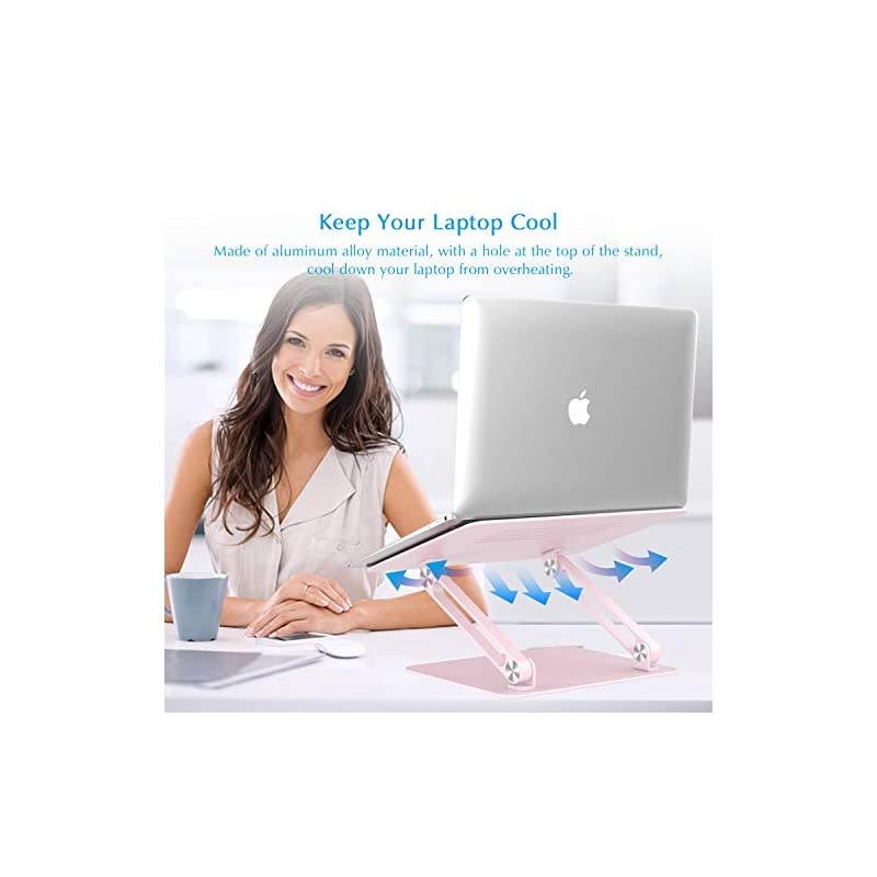Laptop Stand,  Adjustable Laptop Riser with Slide-Proof Silicone and Protective Hooks, Notebook Stand for Laptop up to 17 Inches, Laptop Holder Compatible for MacBook, Laptop-Space Gray