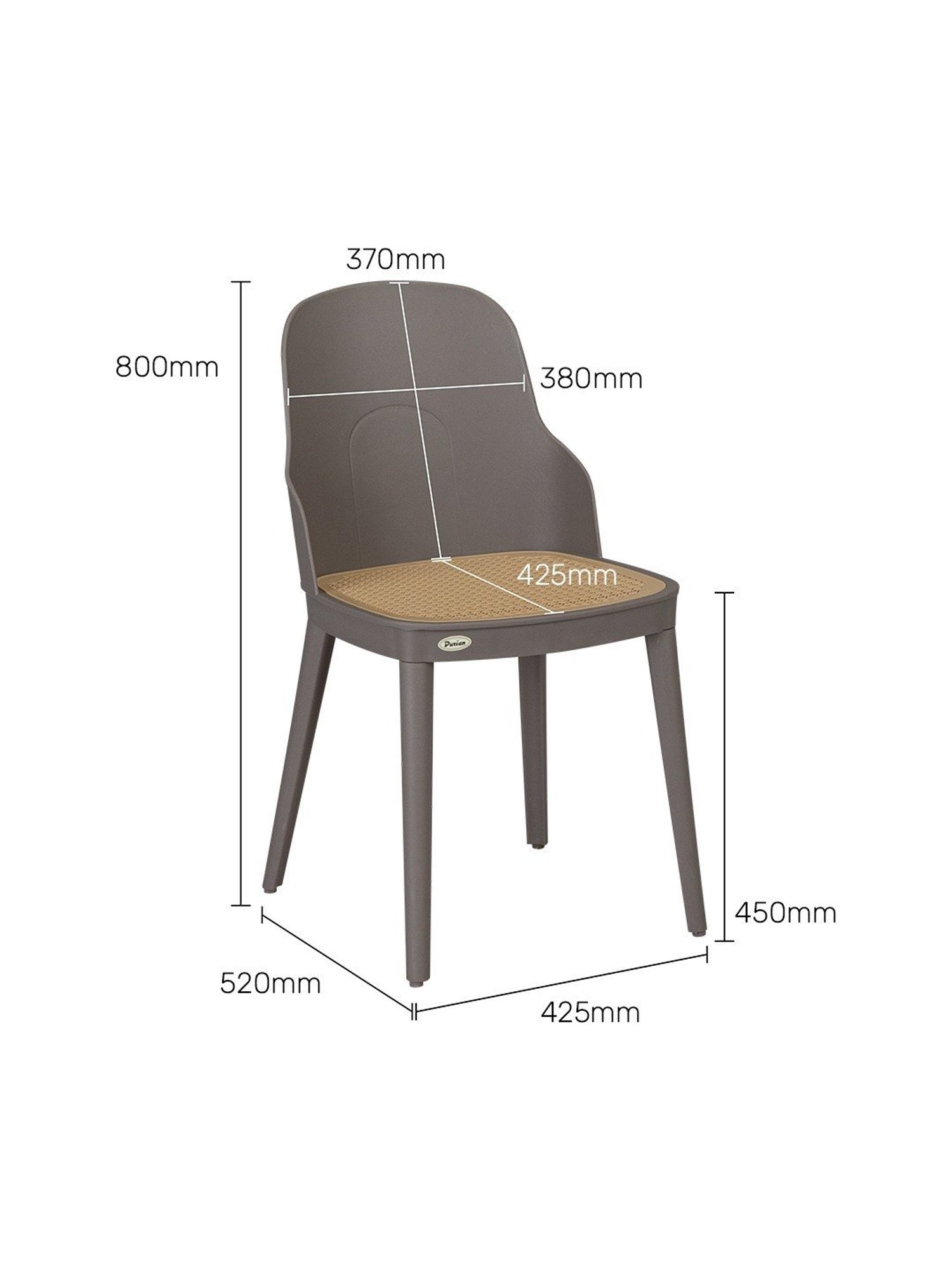 Durian Grady Warm Grey Plastic Dining Chair