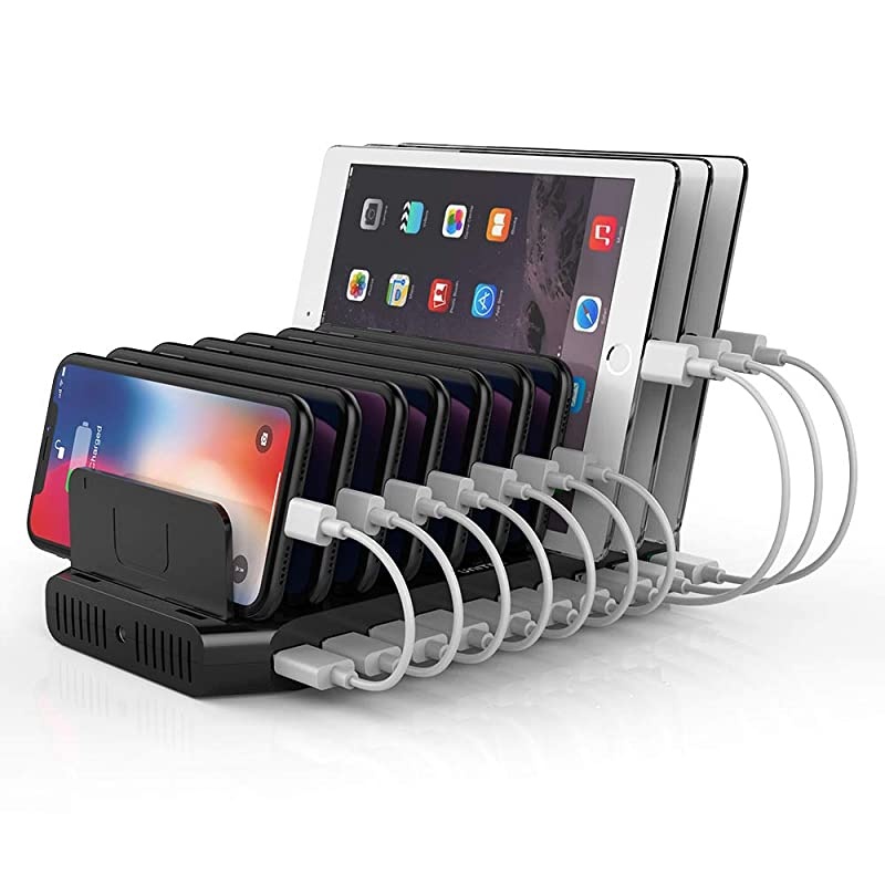 Fast Charging Station with Quick Charge 30 Multi USB Charger Station for Multiple Devices iPhone iPad Tablet KindleBlackUL Certified