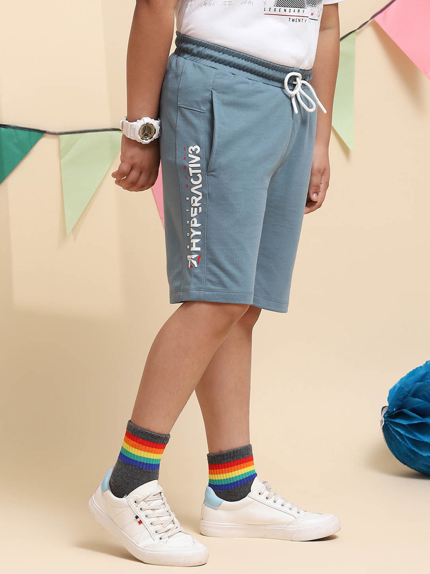 Monte Carlo Kids Blue Solid Bermudas