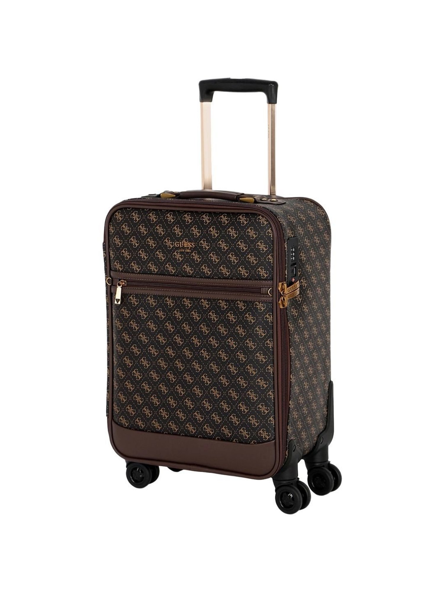 Guess Brown 8 wheels Small Soft Cabin Trolley Bag