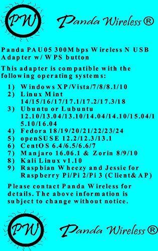 Panda 300Mbps Wireless N USB Adapter - Windows Vista/7/8/8.1/10, Mint, Ubuntu, Fedora, openSUSE, CentOS, Lubuntu, Zorin, Kali Linux and Raspbian Wheezy