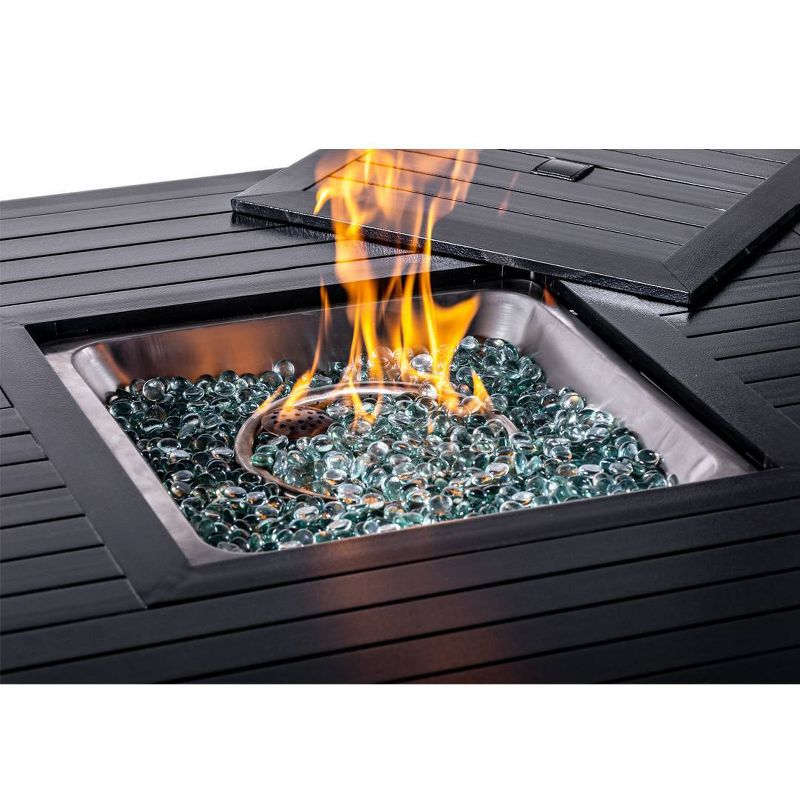 Square Aluminum Fire Pit Table Hammered Black 44" - Legacy Heating