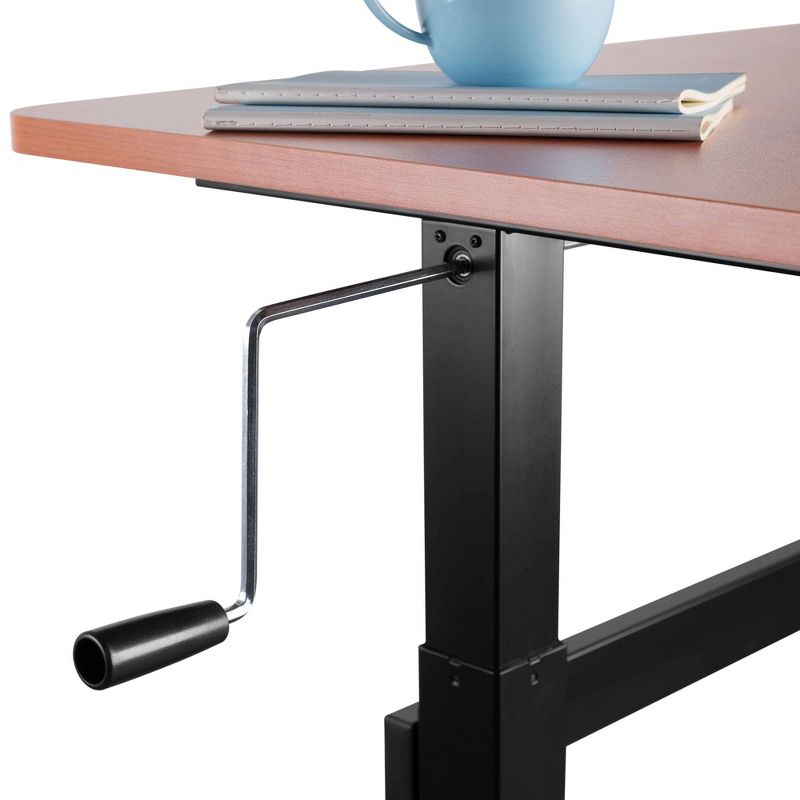 Tranzendesk Standing Desk &ndash; 55" Manual Height Adjustable Workstation &ndash; Cherry &ndash; Stand Steady
