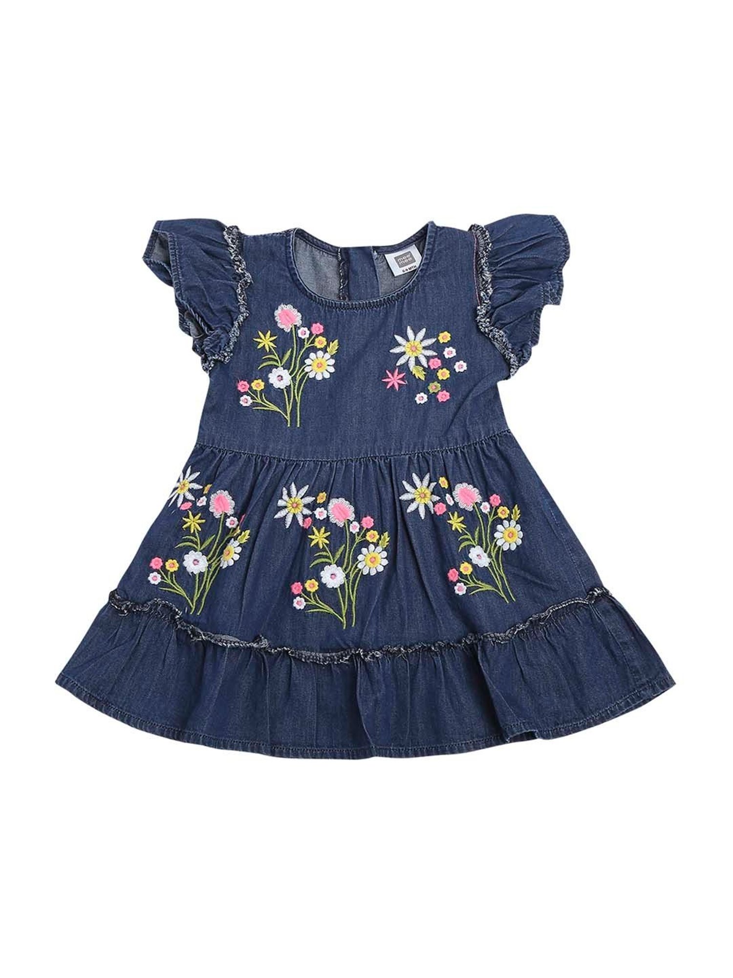 Mee Mee Kids Blue & Pink Cotton Embroidered Frock