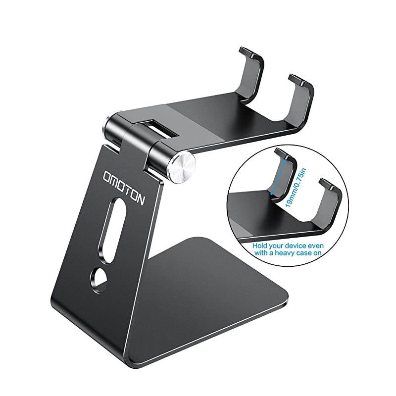 Adjustable Cell Phone Stand  C2 Aluminum Desktop Phone Holder Dock Compatible with iPhone 11 Pro Max Xs XR 8 Plus 7 6 Samsung Galaxy Google Pixel Android Phones Black