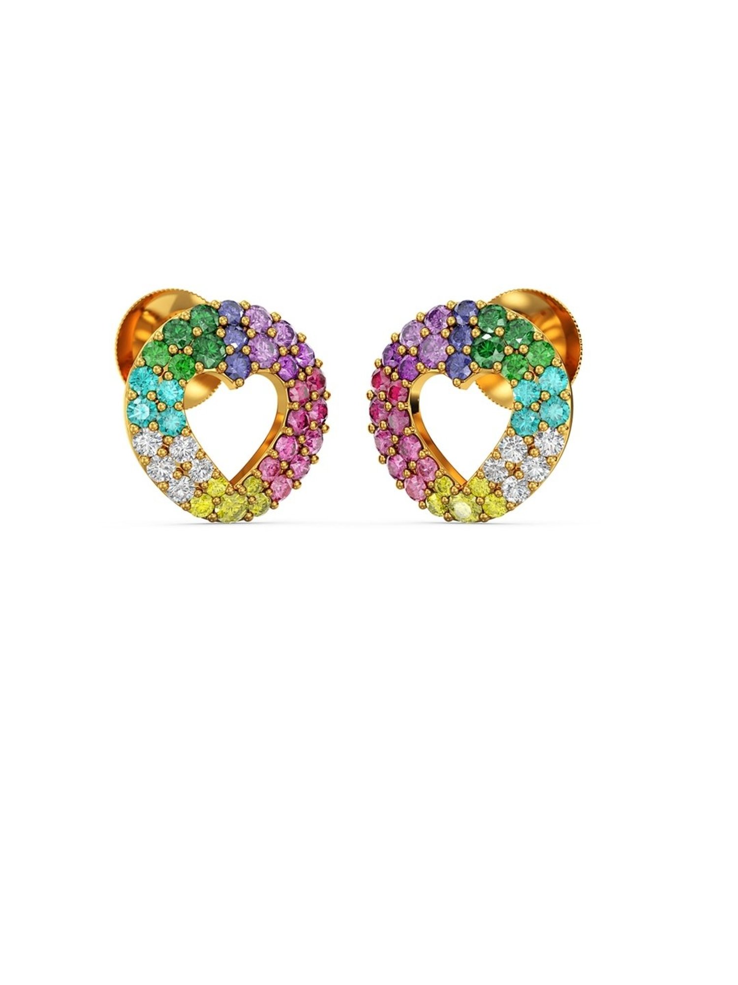 Joyalukkas Gold 22K Luminous Rainbow Stud Earrings for Women