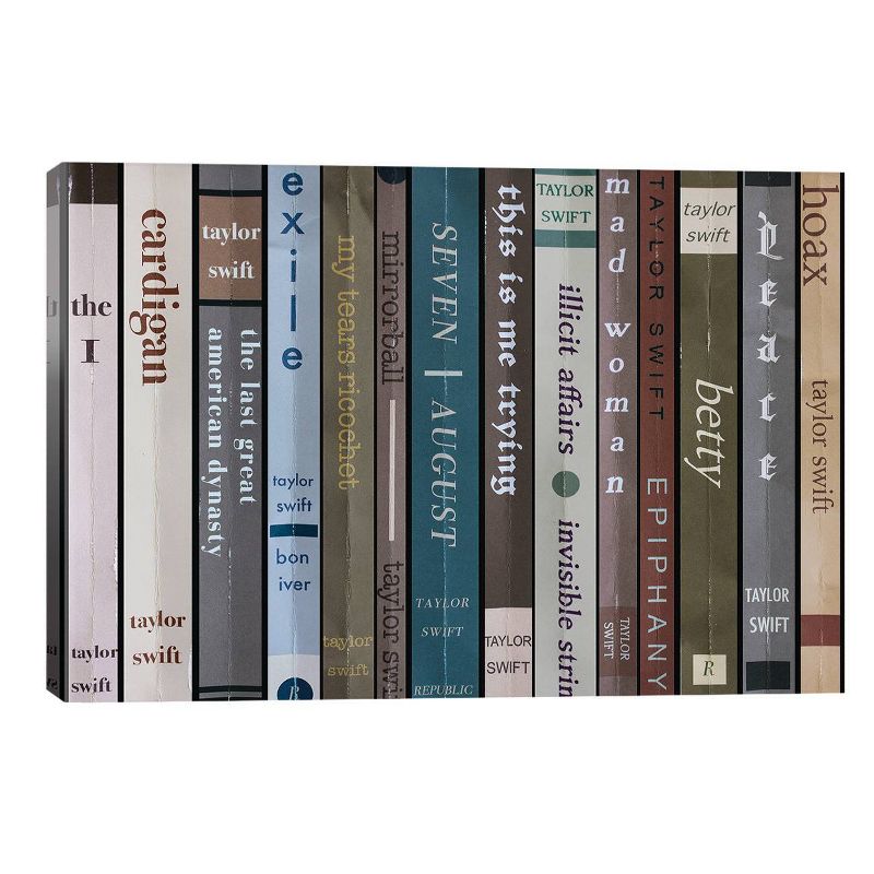 Taylor Swift Folklore As Books by Jordan Bolton Unframed Wall Canvas - iCanvas