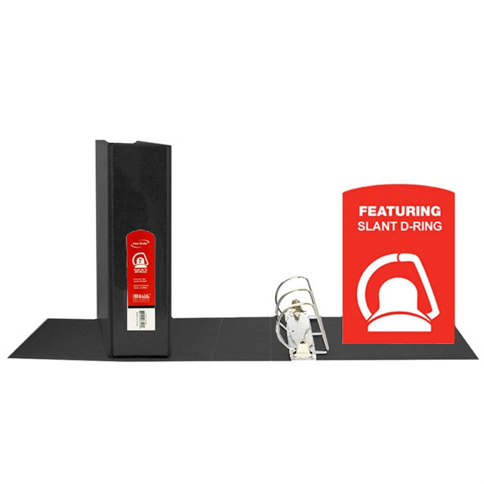 BAZIC Slant D Ring View Binder with 2 Pockets, 2", Black