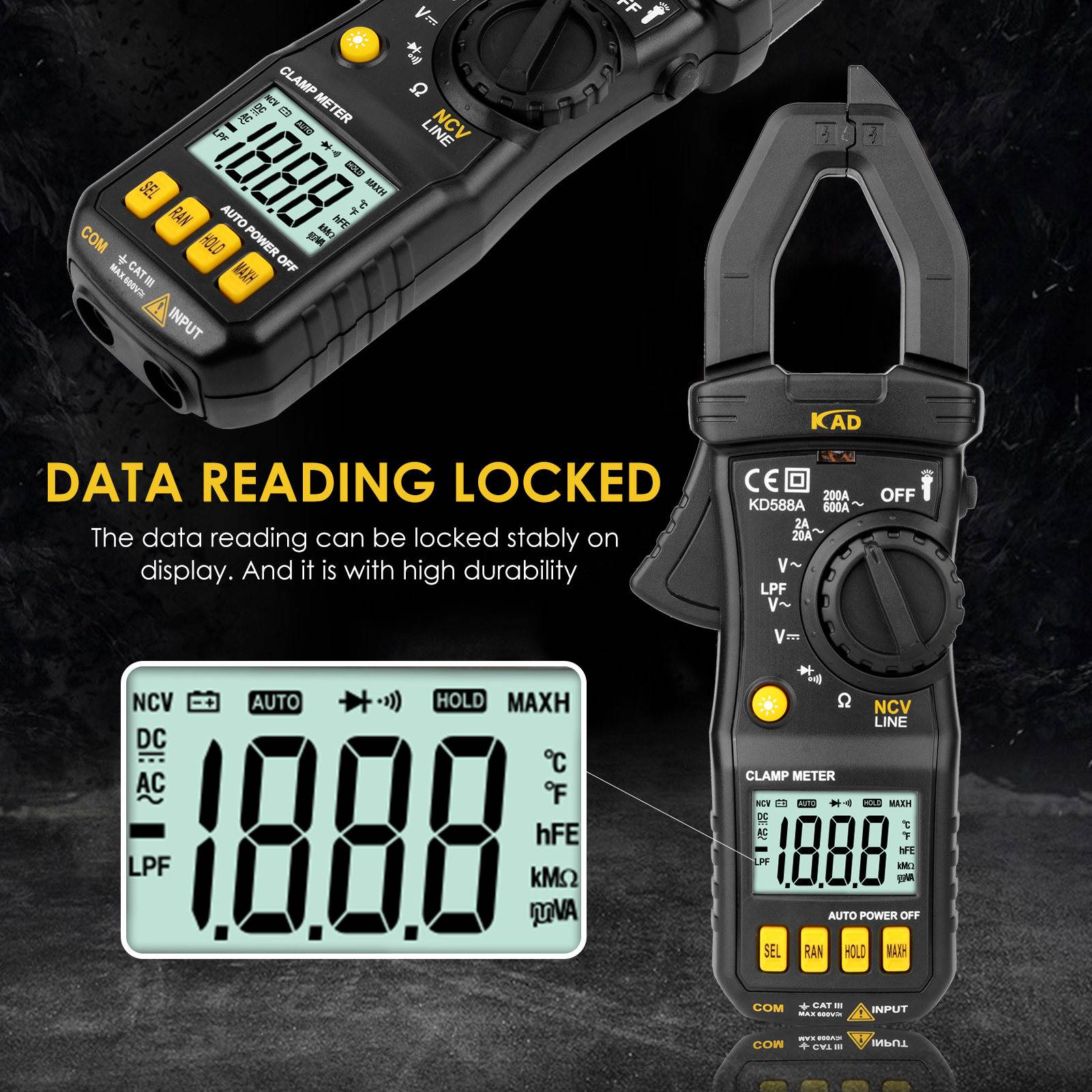 Bagilaanoe  Digital Clamp Meter High Accuracy Auto-Ranging Electronic Tester Measuring AC/DC Voltage, Current, Battery Condition, Resistance,Diode and Continuity Test