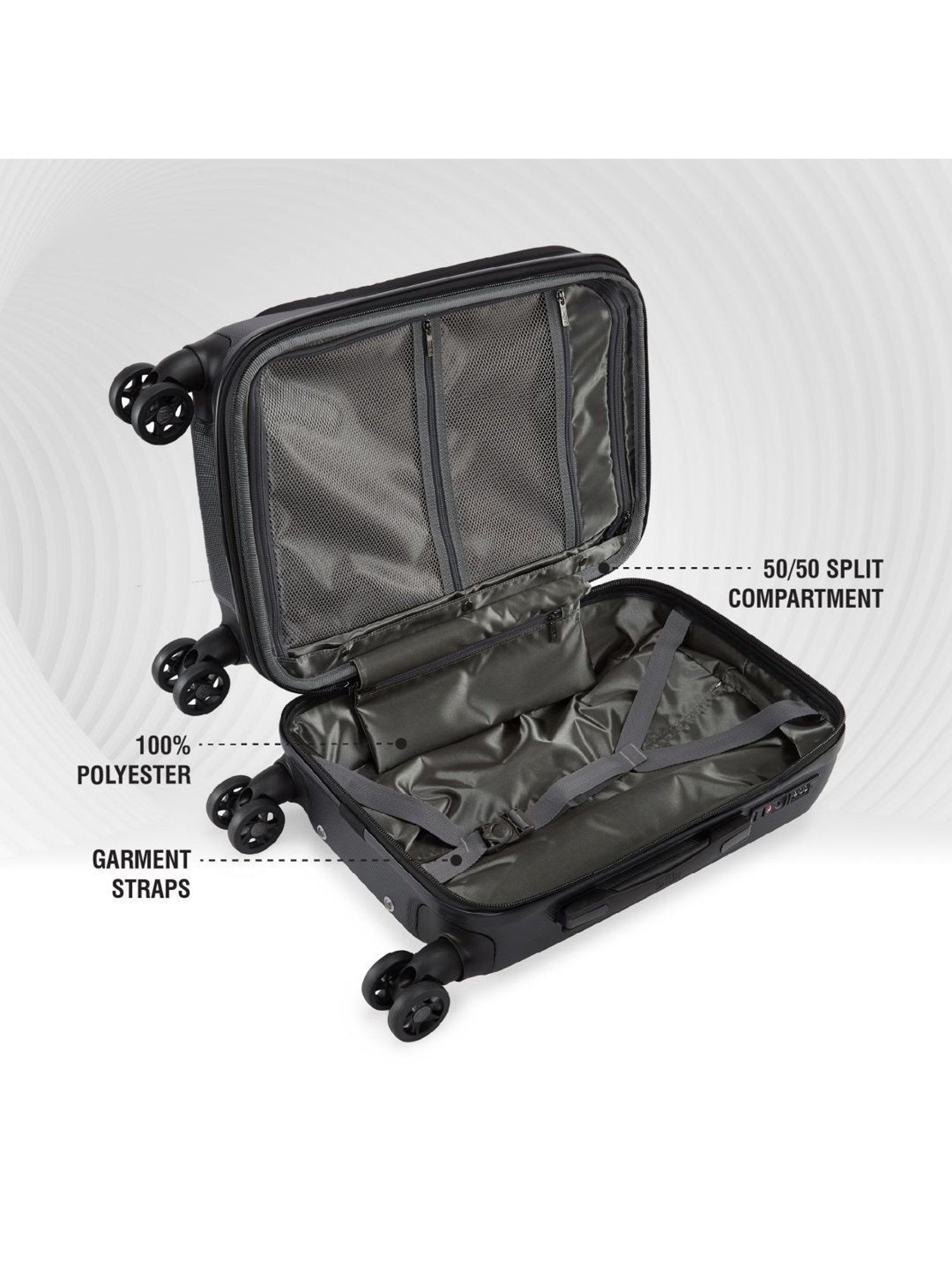 HEYS Vantage Black Solid Hard Cabin Trolley Bag -21 cm