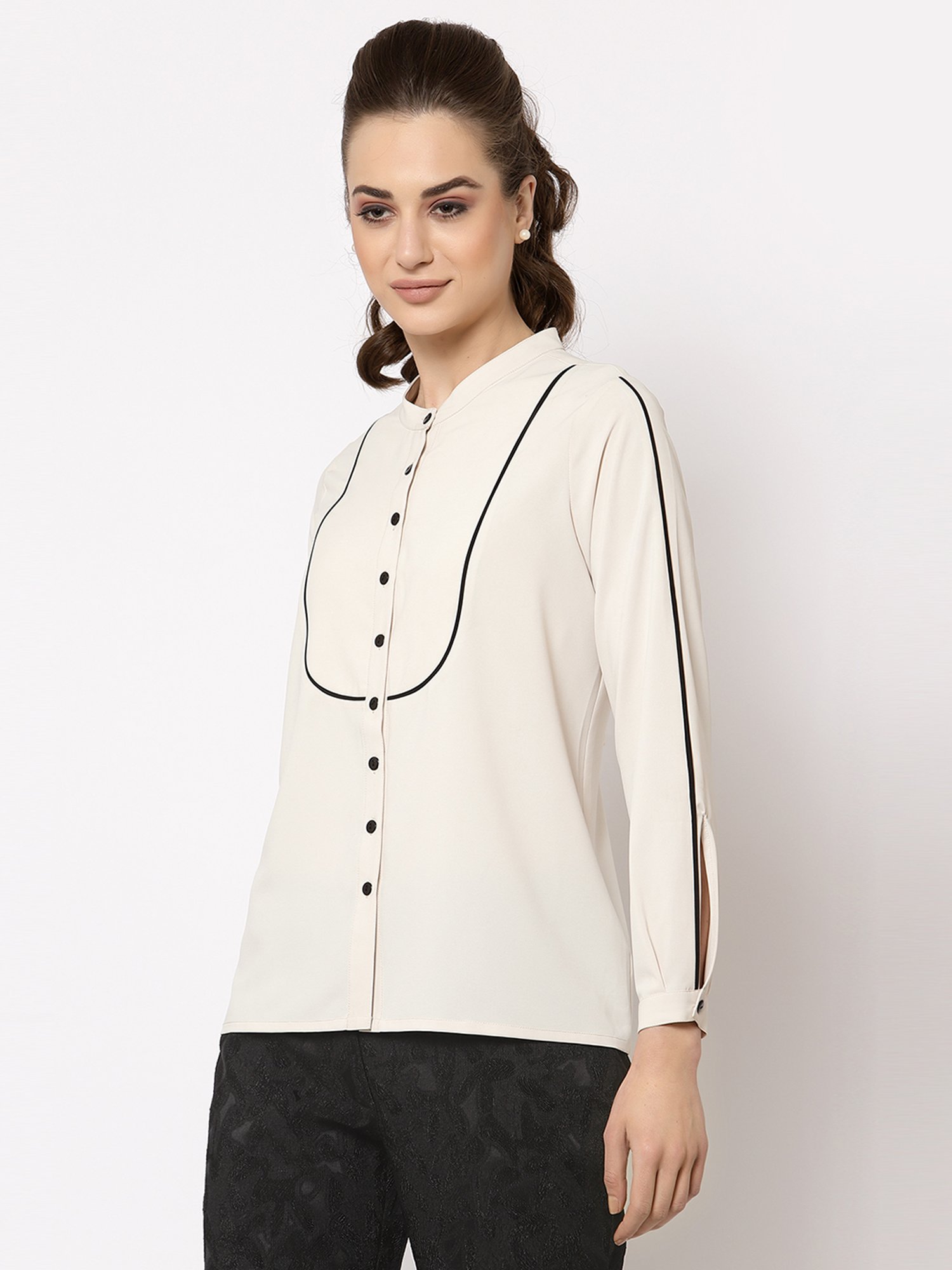 Office & You Off White Full Sleeves Shirt